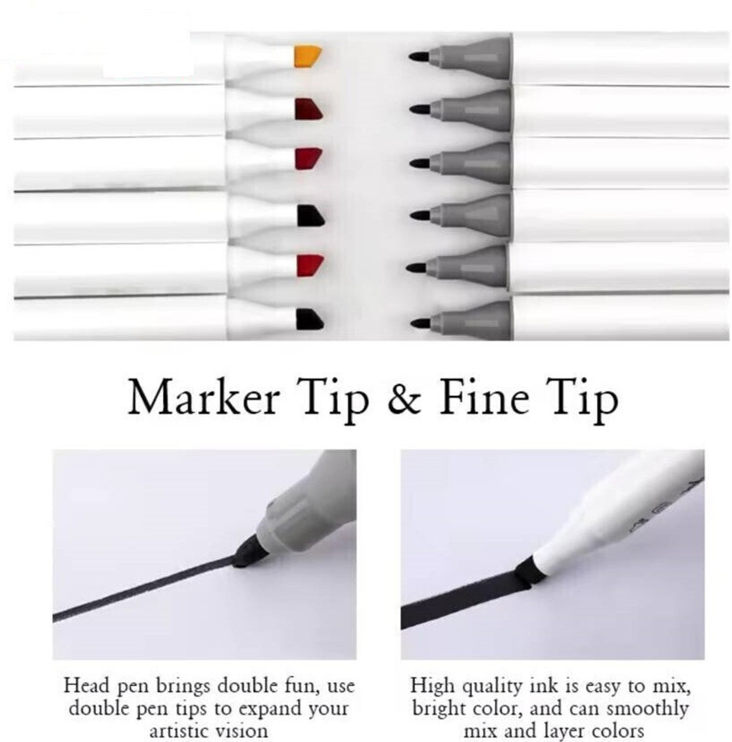 Image of Lakshayxrma Dual Tip Permanent Art Markers with Carrying Case for Drawing Painting Sketching Markers Tip Nib Nib Sketch Pens