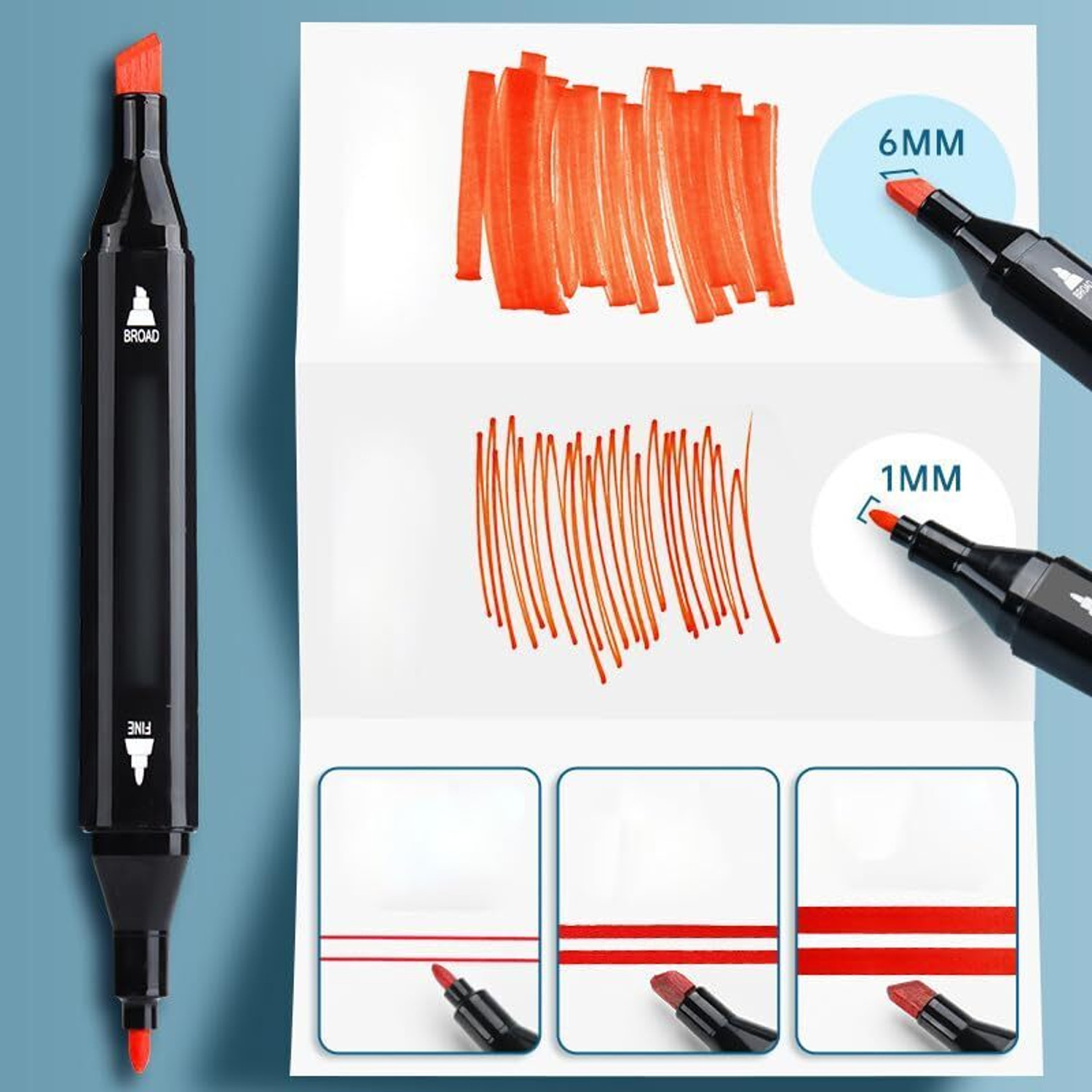 Image of Soucolor 120 Dual Tip Art Markers Set with Carrying Case Twin Head Permanent Sketch Pens