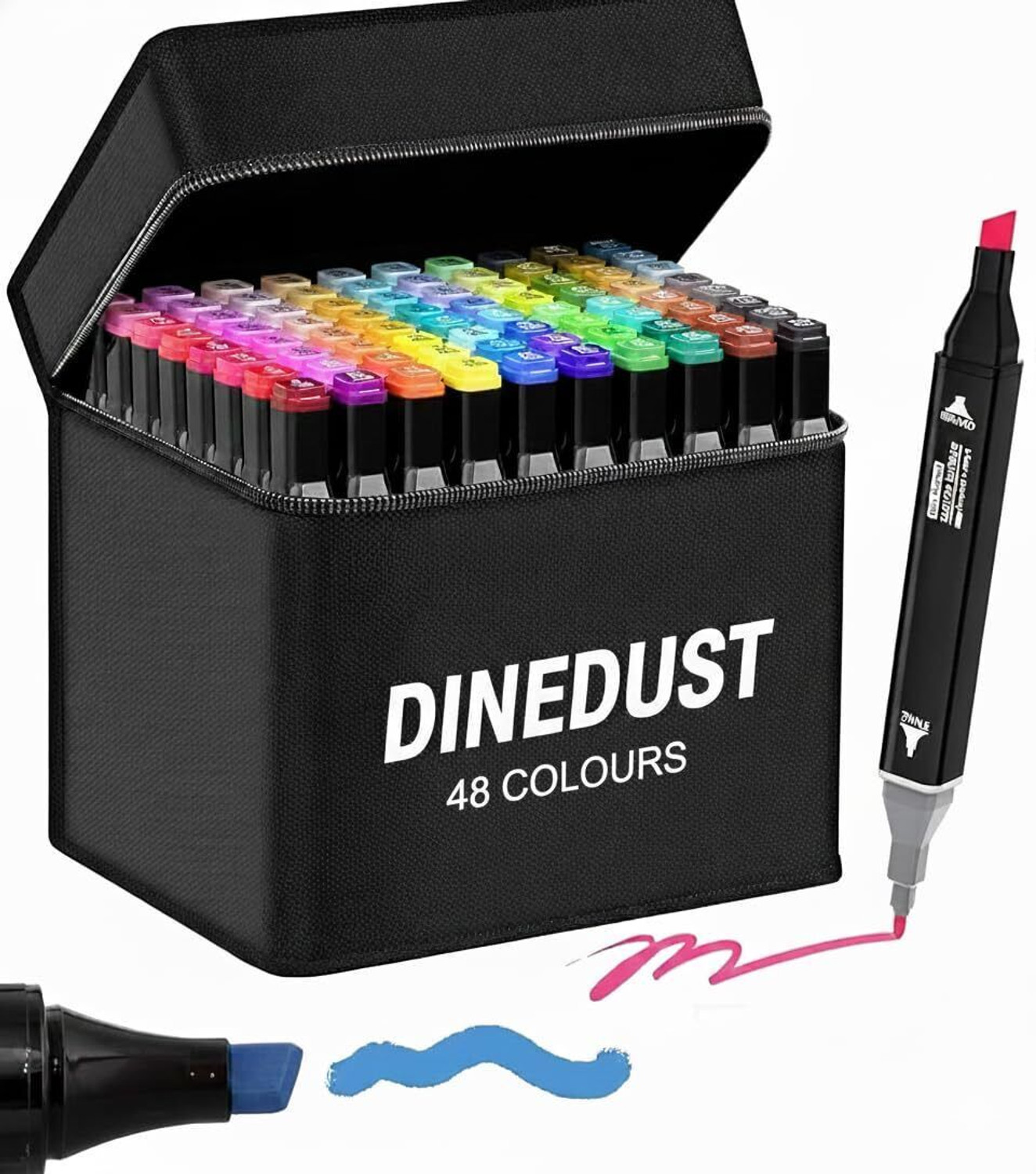 Image of DINEDUST india Dual Tip Colorful Art Markers - Sketch Pens For Painting Sketching Calligraphy Twin Head Colouring Marker Pen For Kids Adult, Multicolor, 48 Pcs Nib Sketch Pens with Washable Ink