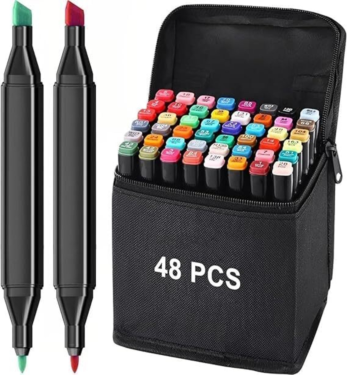 Image of Happitol Dual Tip Colorful Art Markers - Sketch Pens For Painting Sketching Calligraphy Twin Head Colouring Marker Pen For Kids Adult, Multicolor, 48 Pcs Nib Nib Sketch Pens
