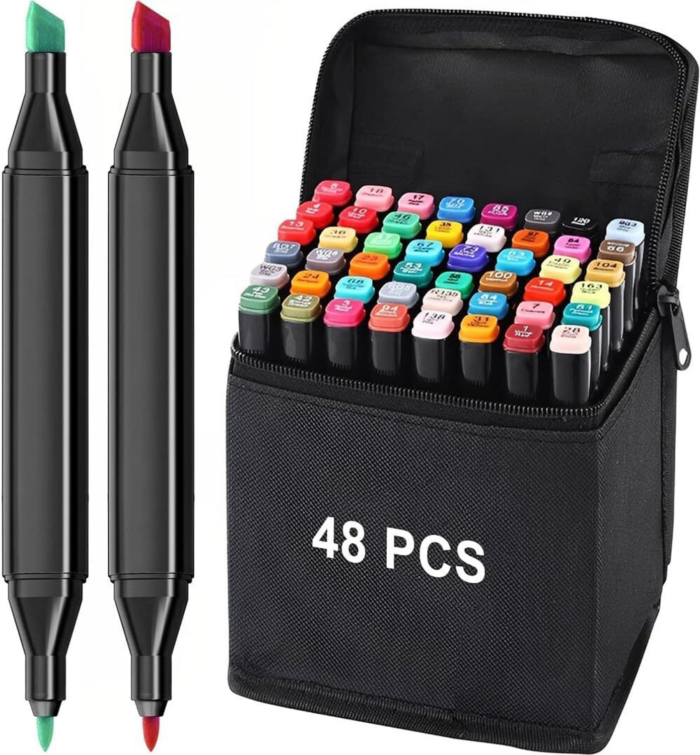 Image of ORIDOR Dual Tip Art Markers 48 PCS Bullet and Calligraphy Alcohol Ink Marker Nib Sketch Pens