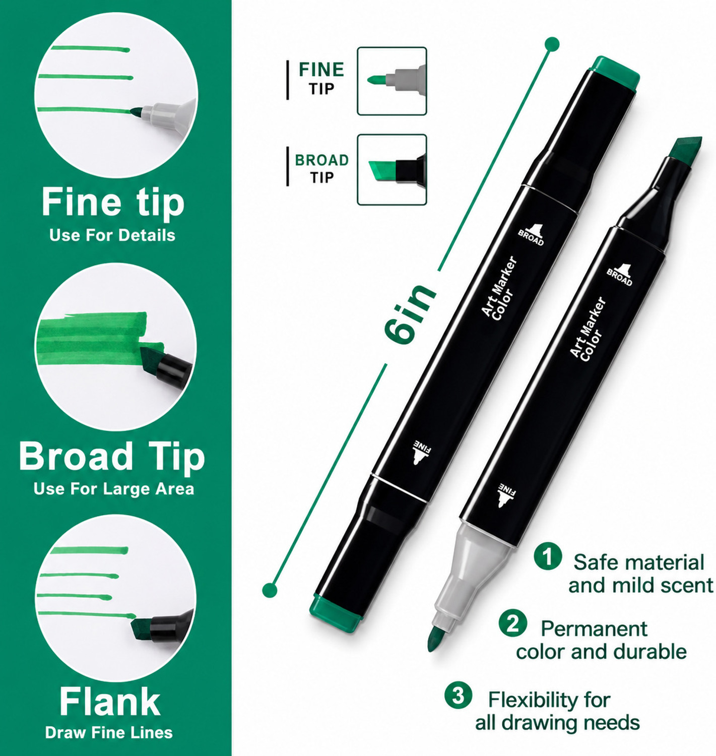 Image of ORIDOR Dual Tip Art Markers 48 PCS Bullet and Calligraphy Alcohol Ink Marker Nib Sketch Pens