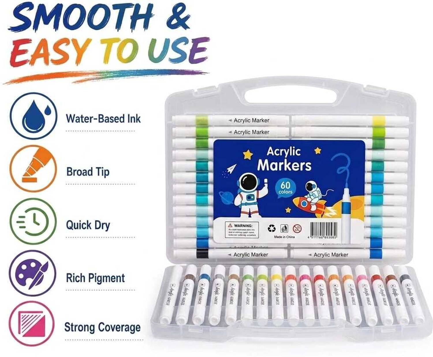 VS CLICKBAZAAR 60 Colors Acrylic Paint Marker Pens - Image 4