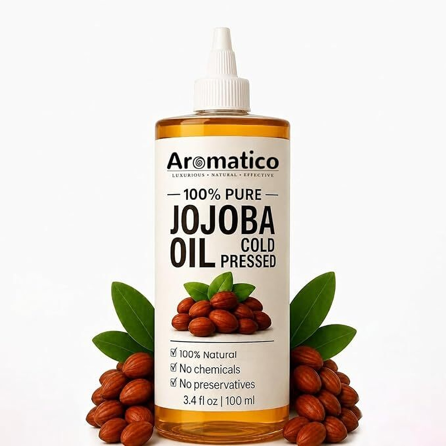 Image of Aromatico 100% Pure Cold Pressed Jojoba Oil for Nourishing Hair Growth and Glowing Skin