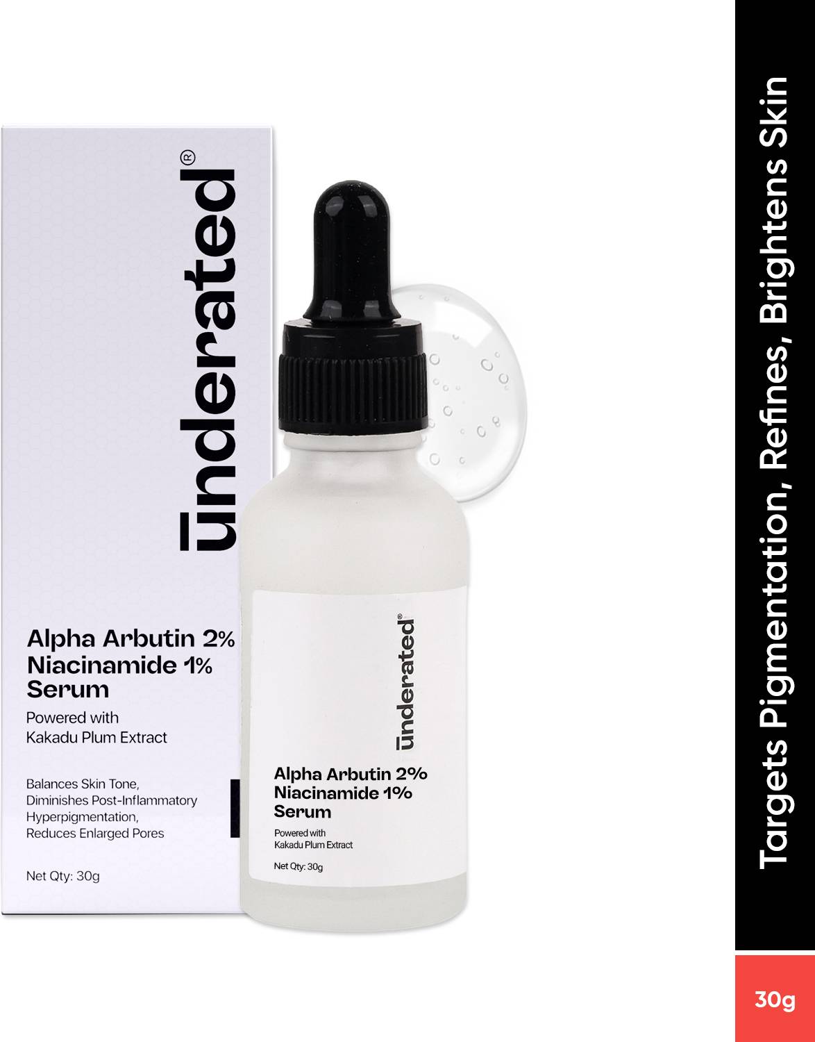 UNDERATED Alpha Arbutin 2% + Niacinamide 1% Serum 30ml - Image 1