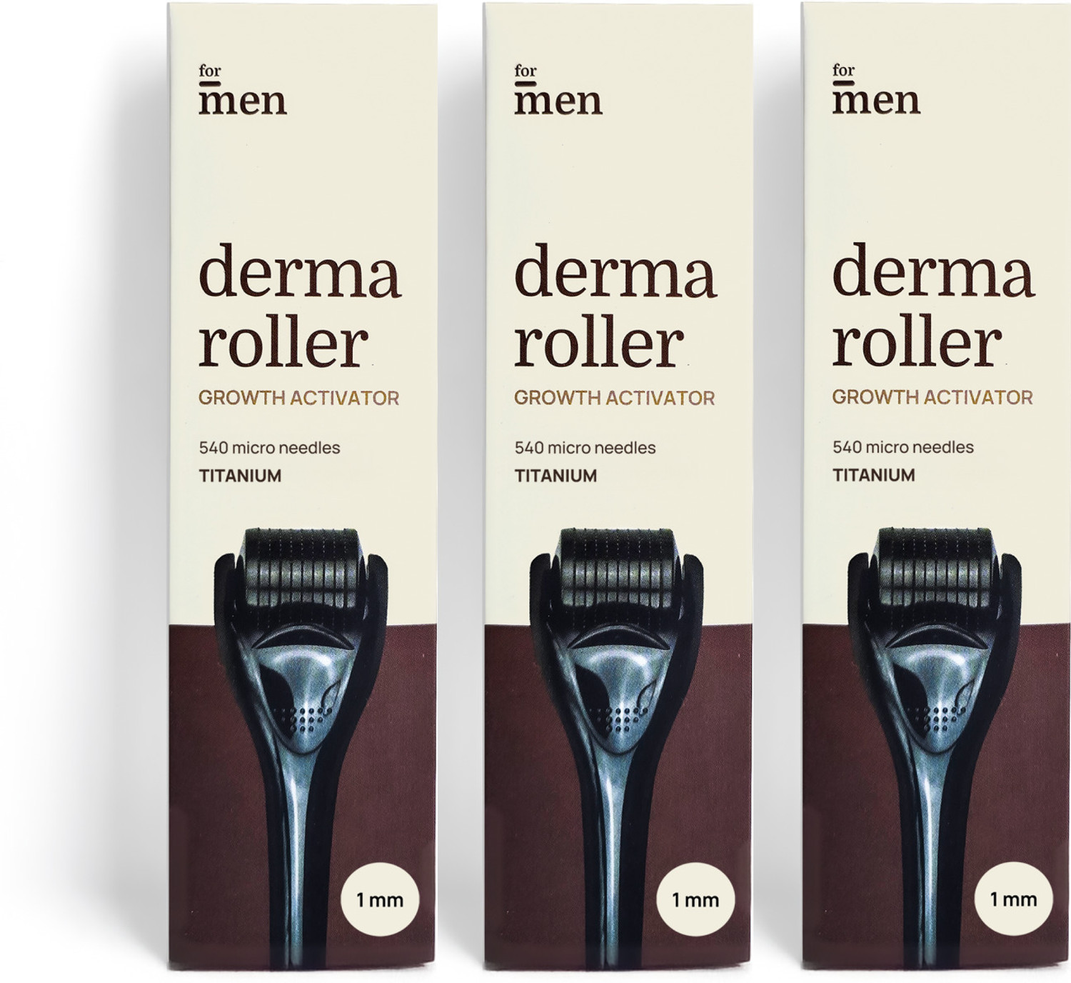 Image of Formen Derma Roller for Hair & Beard Growth 1mm | 540 Titanium Needles for Hair Regrowth (Pack of 3)