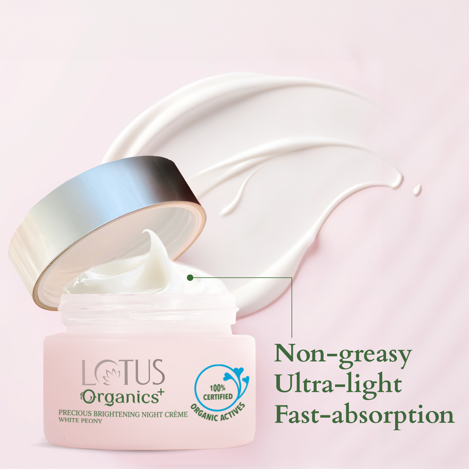 Image of Lotus Organics+ Precious Brightening Night Creme Whit Peony | For Dark Spots | Night Moisturiser
