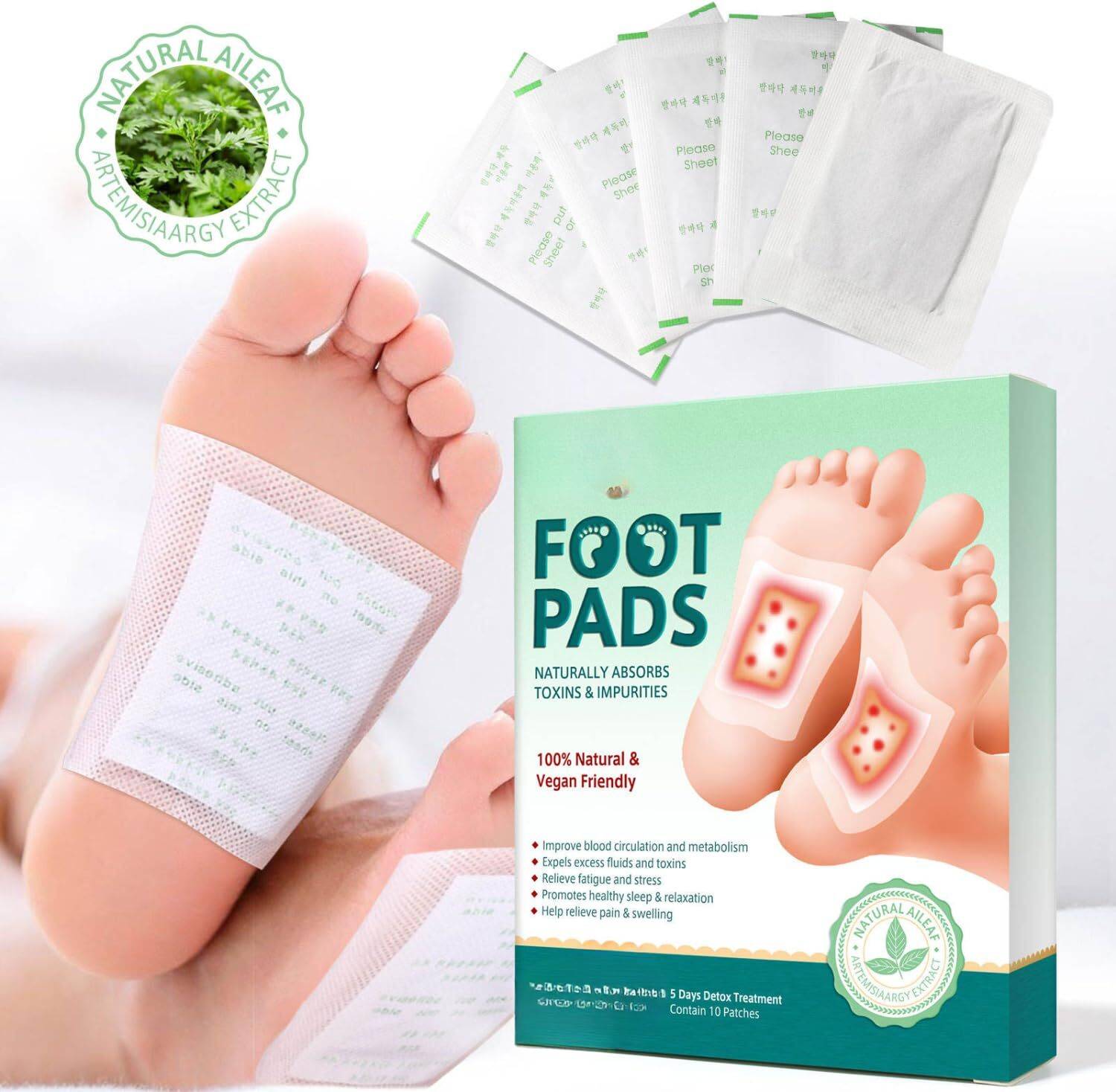 BOOCOAL Ginger Foot Pads sleep improving detox patches for feet overnight Plaster & Patch