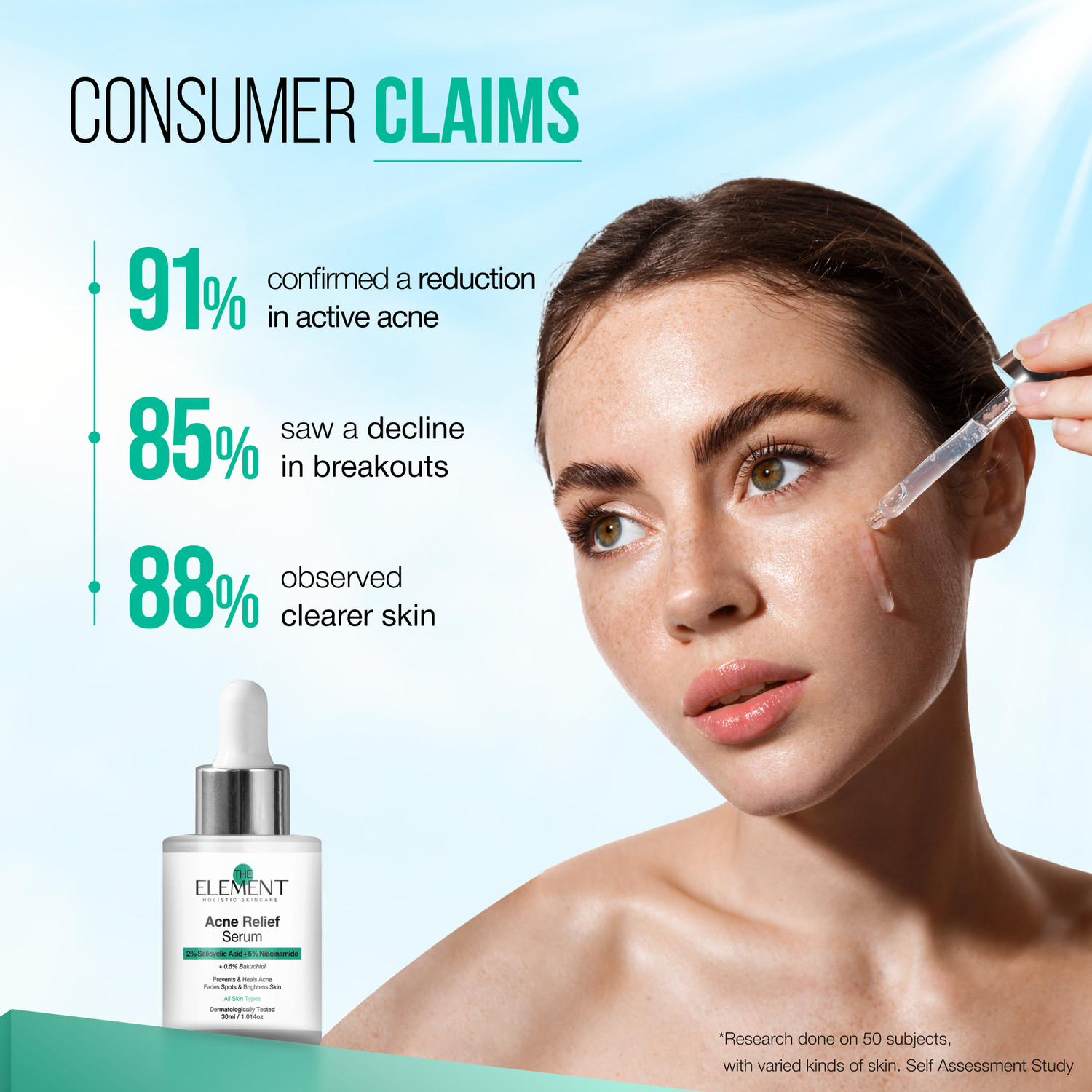 Image of the element 2% Salicylic Acid Serum with 5% Niacinamide & 0.5% Bakuchiol | Acne Relief, Oil Control, Pore Minimizing, Anti Acne Face Serum for Oily Skin, Pimples & Acne Scars, 30ml (30 ml, Pack of 2)