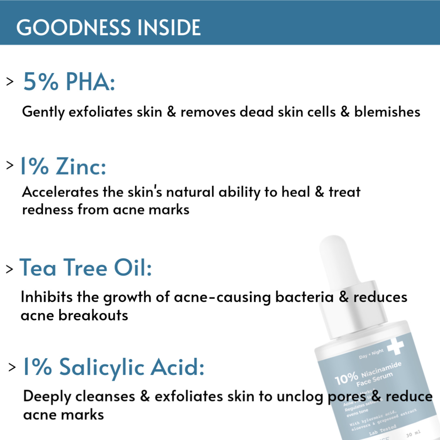 Image of Le'Corise 10% Niacinamide Face Serum for Acne Marks, Blemishes & Oil Balancing with Hyaluronic Acid | Skin Clarifying Anti Acne Serum for Oily & Acne Prone Skin For Men and Women All Skin Type |