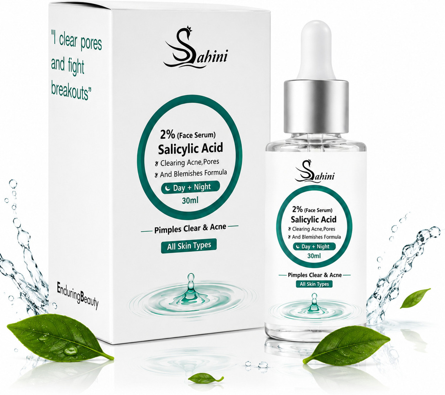 Image of sahini 2% Salicylic Acid Face Serum for Acne, Pore Cleansing & Blemish Removal | Day & Night Use | For All Skin Types