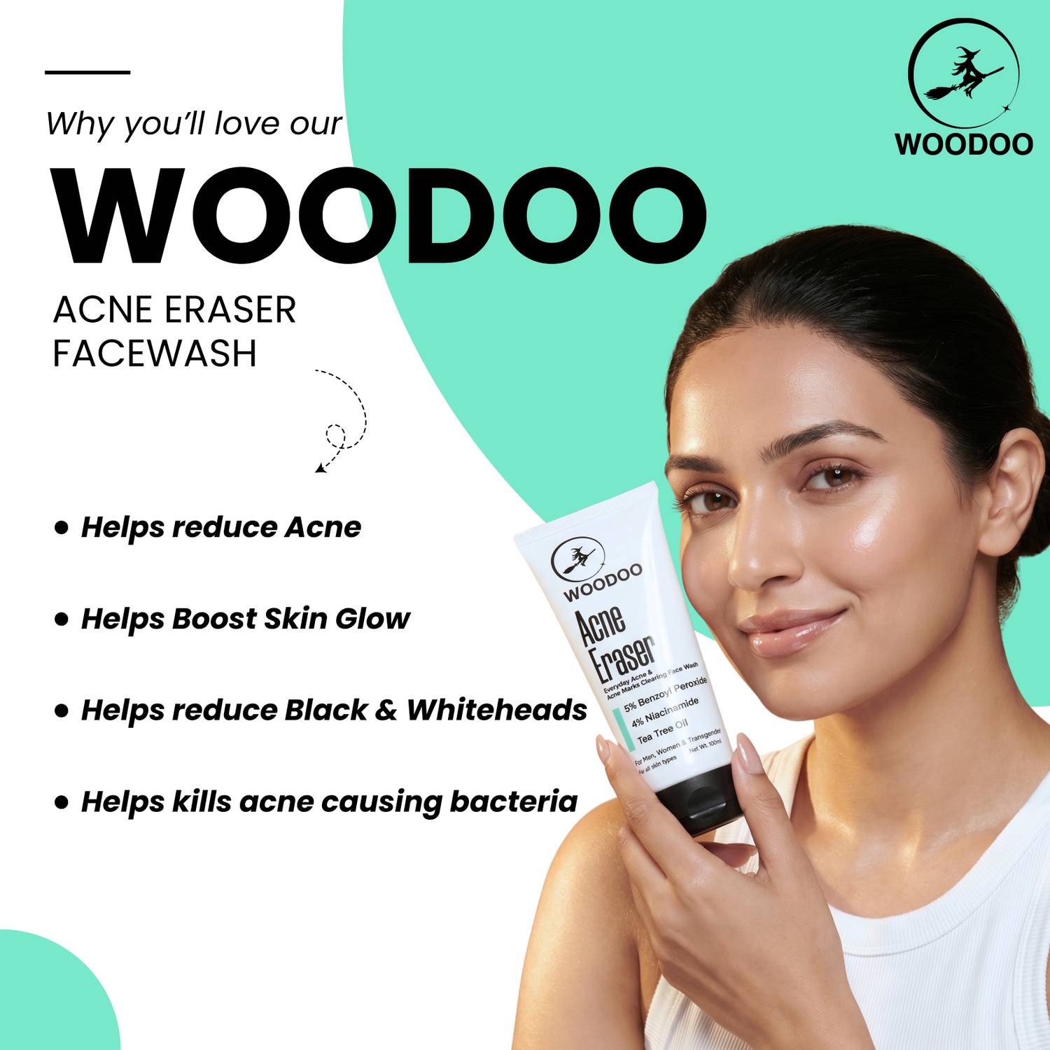 woodoo Acne Eraser Face Wash 100ml - Image 3