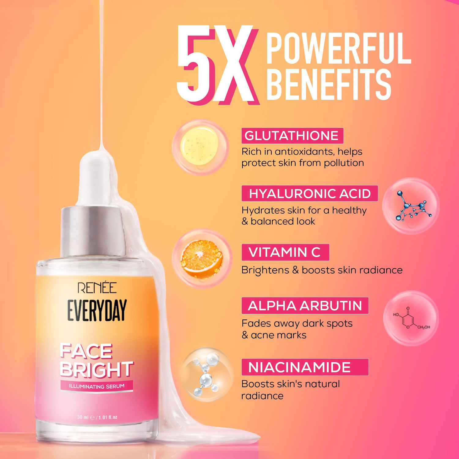 Image of Renee Everyday Face Bright Illuminating Serum For Brightening Skin, Reduces Dark Spots