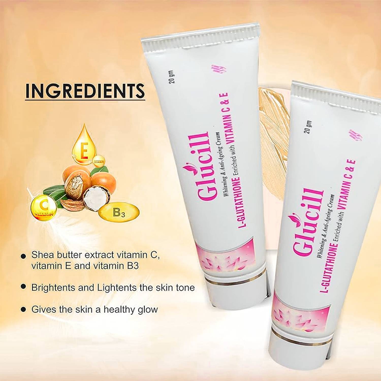 GLUCILL L-Glutathione Skin Brightening Glow Booster Cream with Vitamin C, Vitamin E Price in India - Buy GLUCILL L-Glutathione Skin Brightening Glow Booster Cream with Vitamin C, Vitamin E online at Flipkart.com GLUCILL L-Glutathione Skin Brightening Glow Booster Cream with Vitamin C, Vitamin E Price in India - Buy GLUCILL L-Glutathione Skin Brightening Glow Booster Cream with Vitamin C, Vitamin E online at Flipkart.com