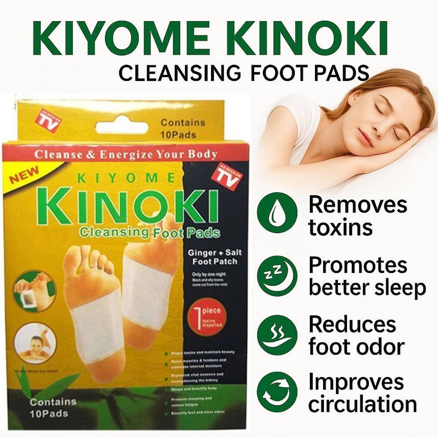 KIYOME KINOKI Cleansing Foot Pads - 10 Pads - Image 3