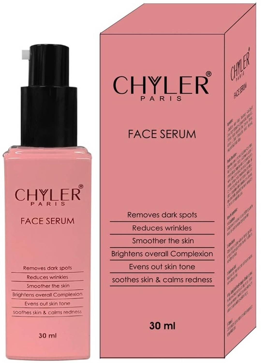 SKYYA CHYLER PARIS FACE SERUM WITH L-GLUTATHIONE, ALPHA ARBUTIN, HYALURONIC  ACID, NIACINAMIDE, MULTI PEPTIDE COMPLEX FOR DARK SPOTS REMOVAL, WRINKLES  REDUCTION, SMOOTHER THE SKIN, BRIGHTENS OVERALL COMPLEXION, EVENS OUT SKIN  TONE, SOOTHES