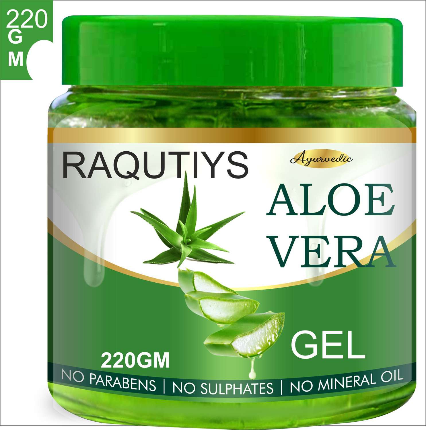 Image of RAQUITYS Pure Aloe Vera Gel ure Aloe Vera Skin Gel 220g For Face & Hair | Hydrating, Moisturizing, Soothing Skin | Multipurpose Gel