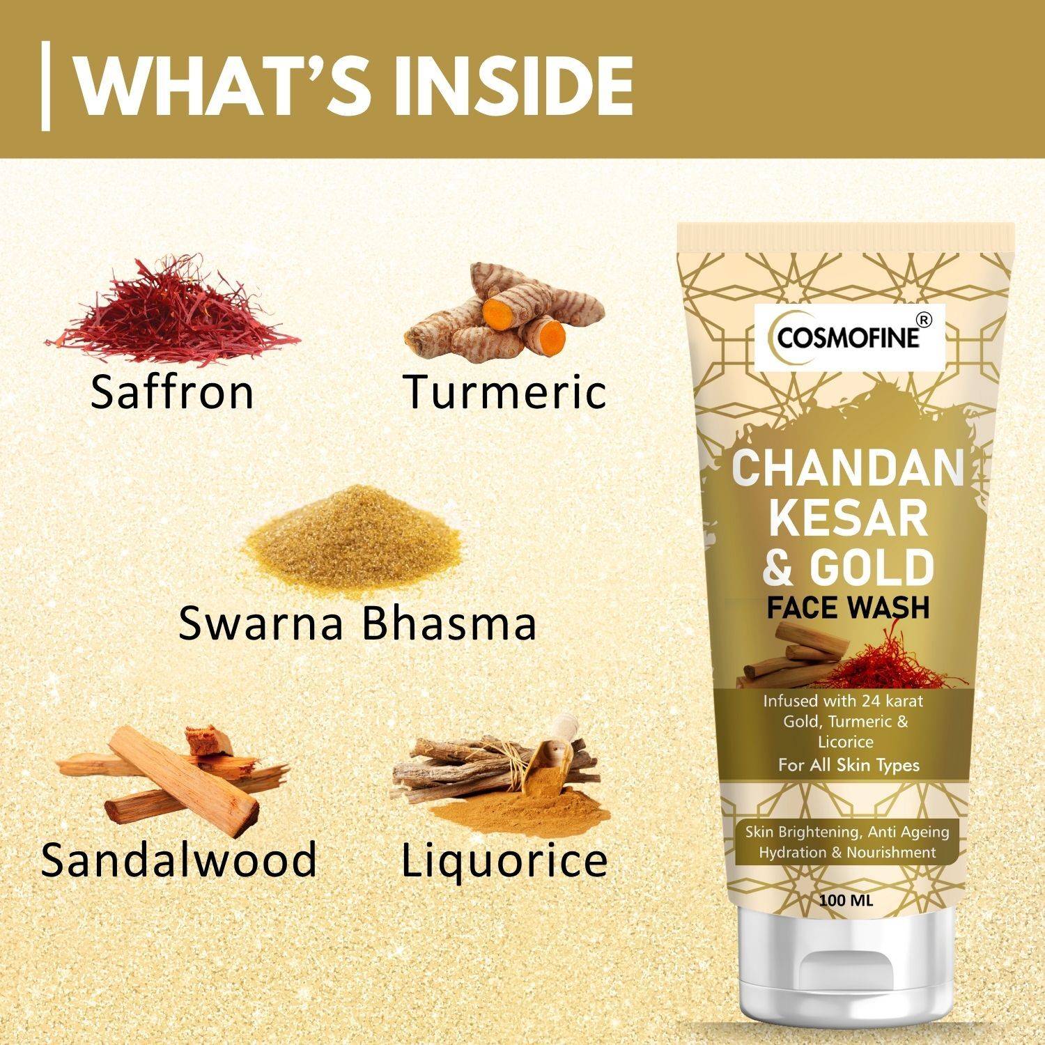 cosmofine Chandan Kesar Gold Face Wash - Image 3