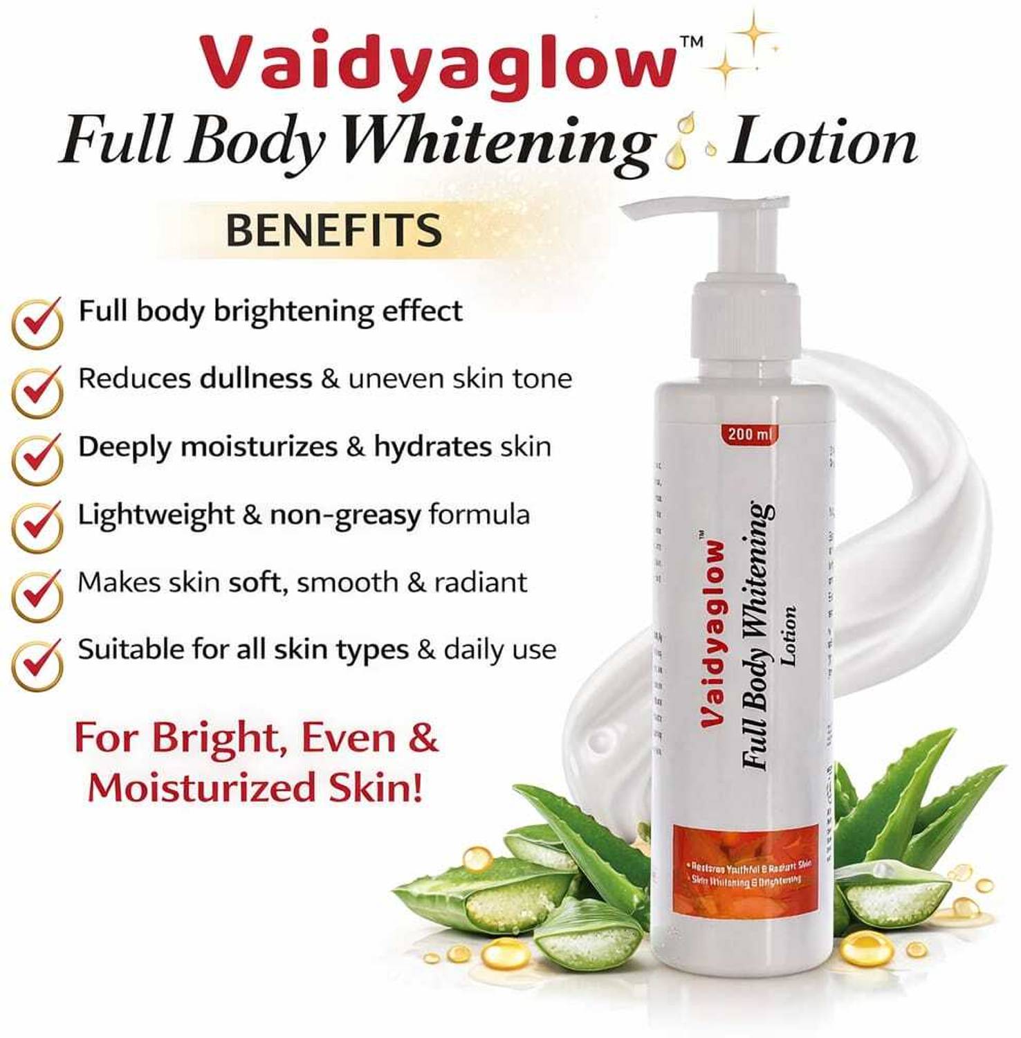 Vaidyaglow FULL Body Whitening Lotion Glutathione & Vitamin C - Price in  India, Buy Vaidyaglow FULL Body Whitening Lotion Glutathione & Vitamin C  Online In India, Reviews, Ratings & Features | Flipkart.com