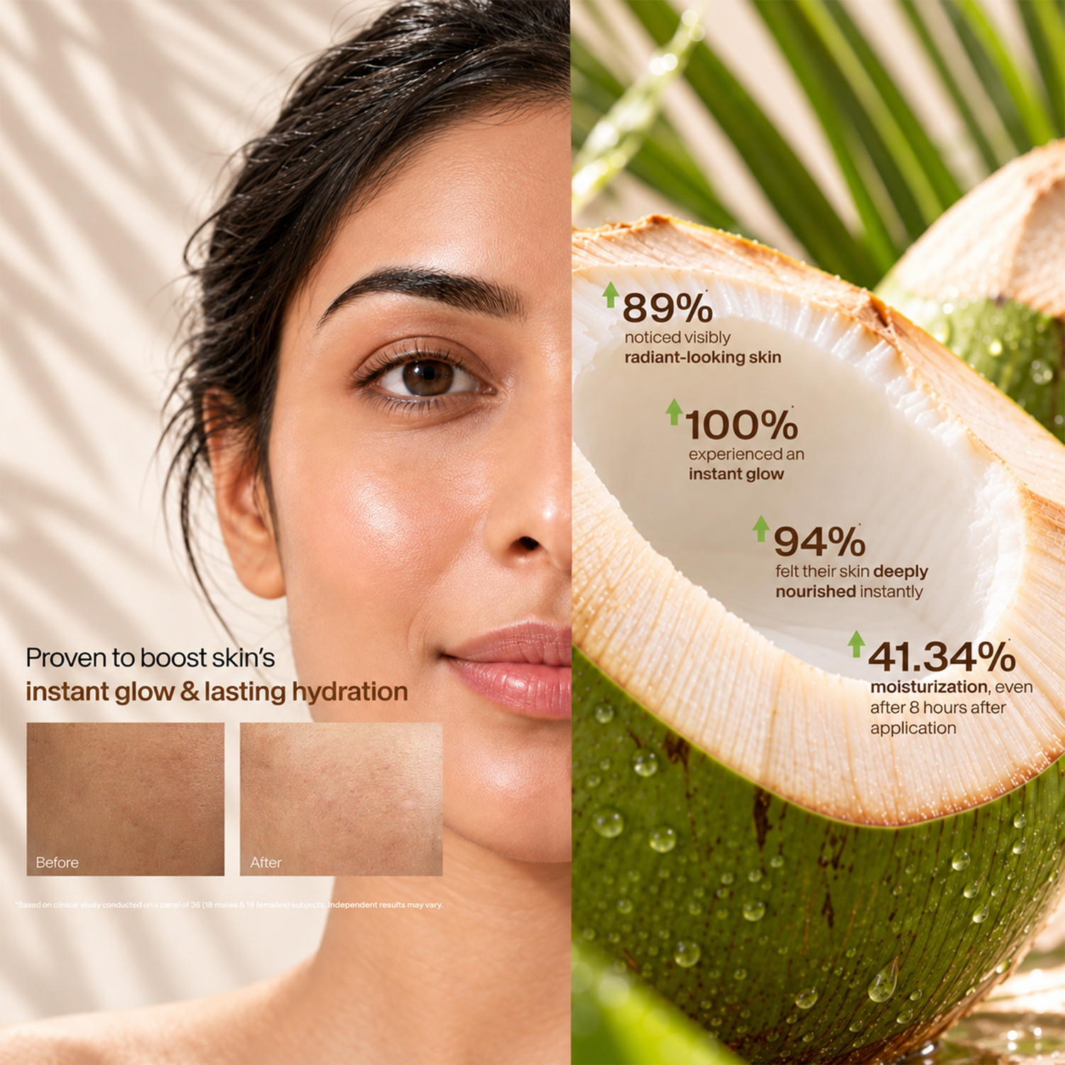 Image of BIOTIQUE Coconut Brightening Instant Glow Cream for All Skin Types, 50g (Pack of 2)