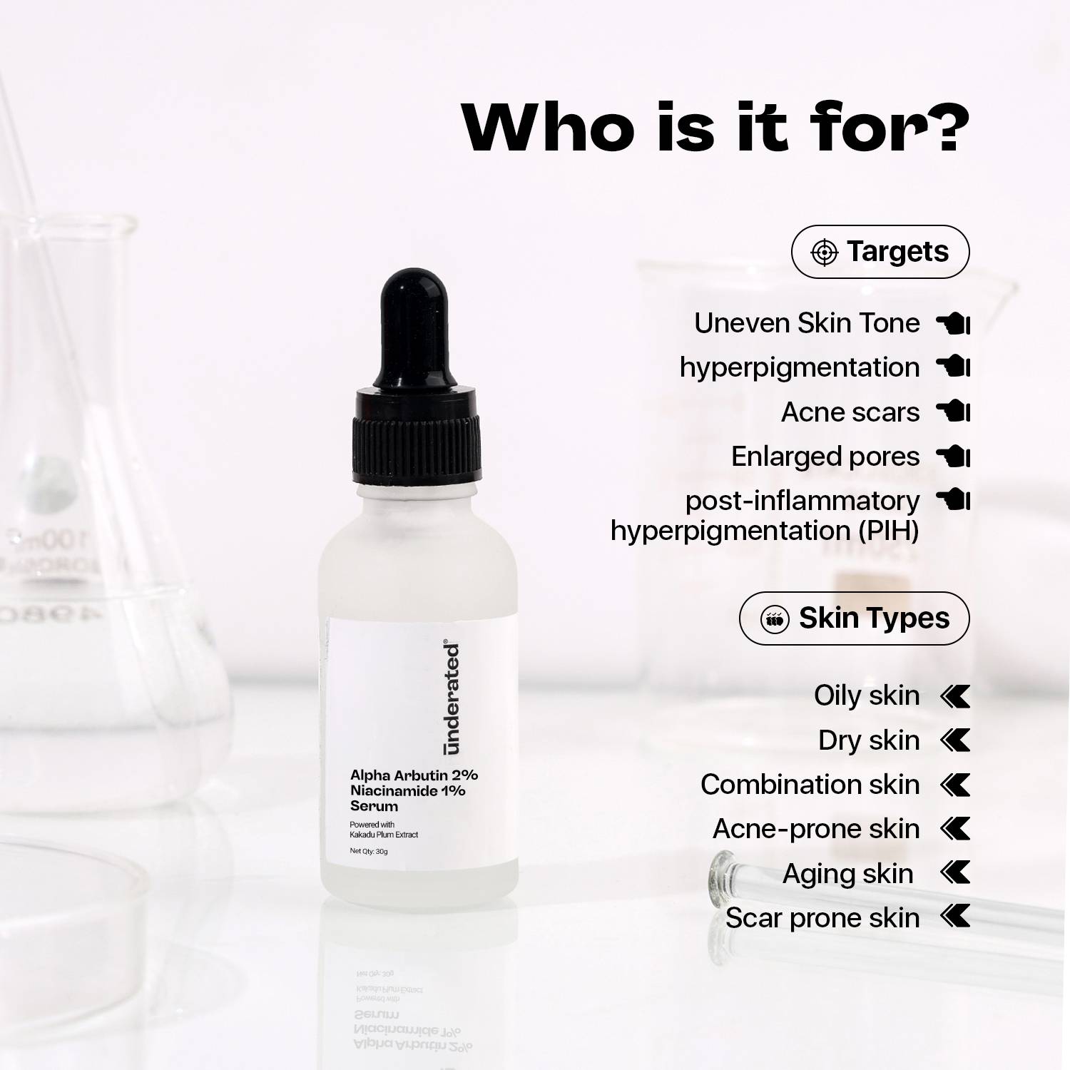 UNDERATED Alpha Arbutin 2% + Niacinamide 1% Serum 30ml - Image 3