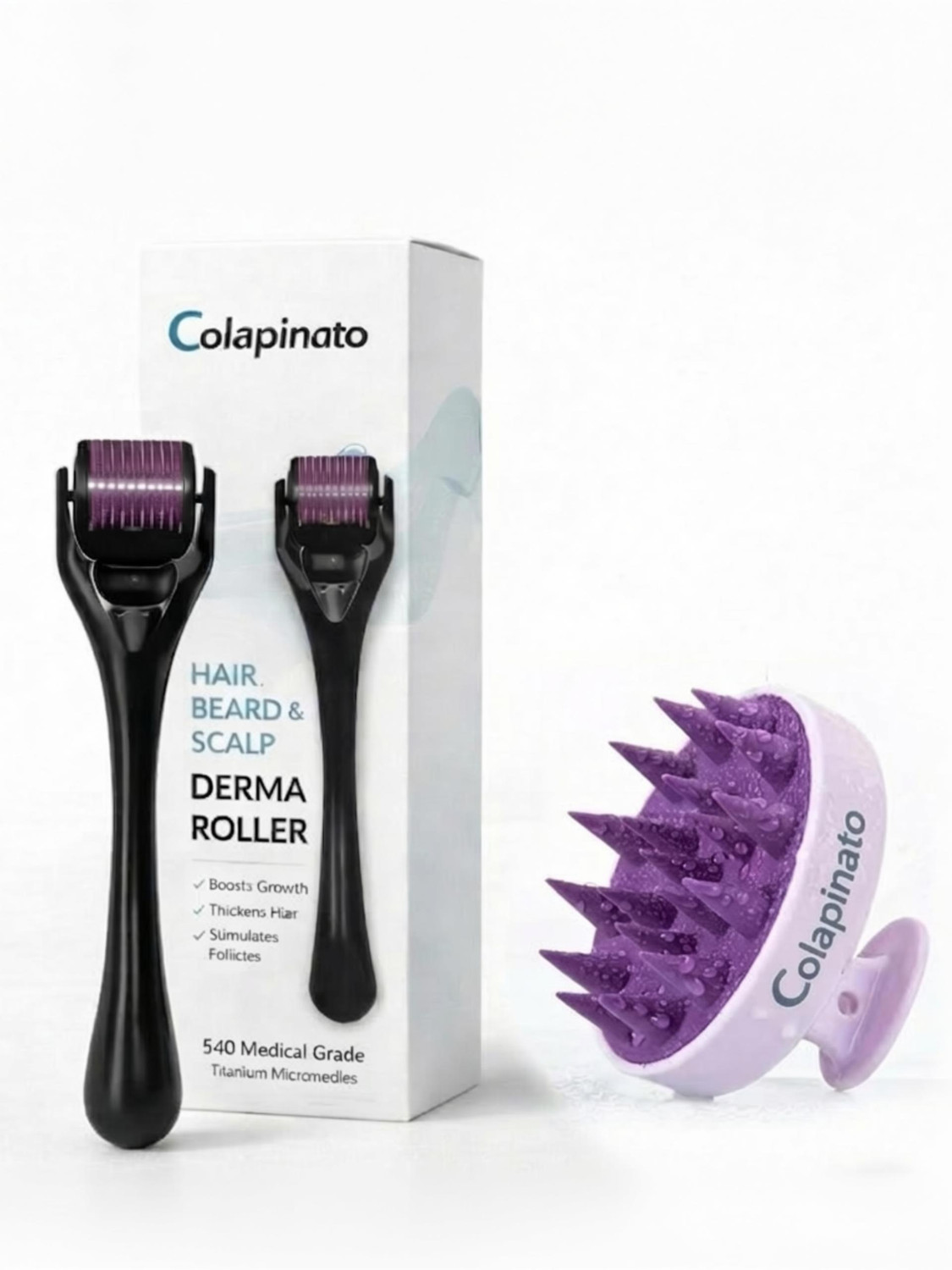 Image of Colapinato Derma Roller 0.5mm with Scalp Massager Hair Growth & Scalp Care Combo