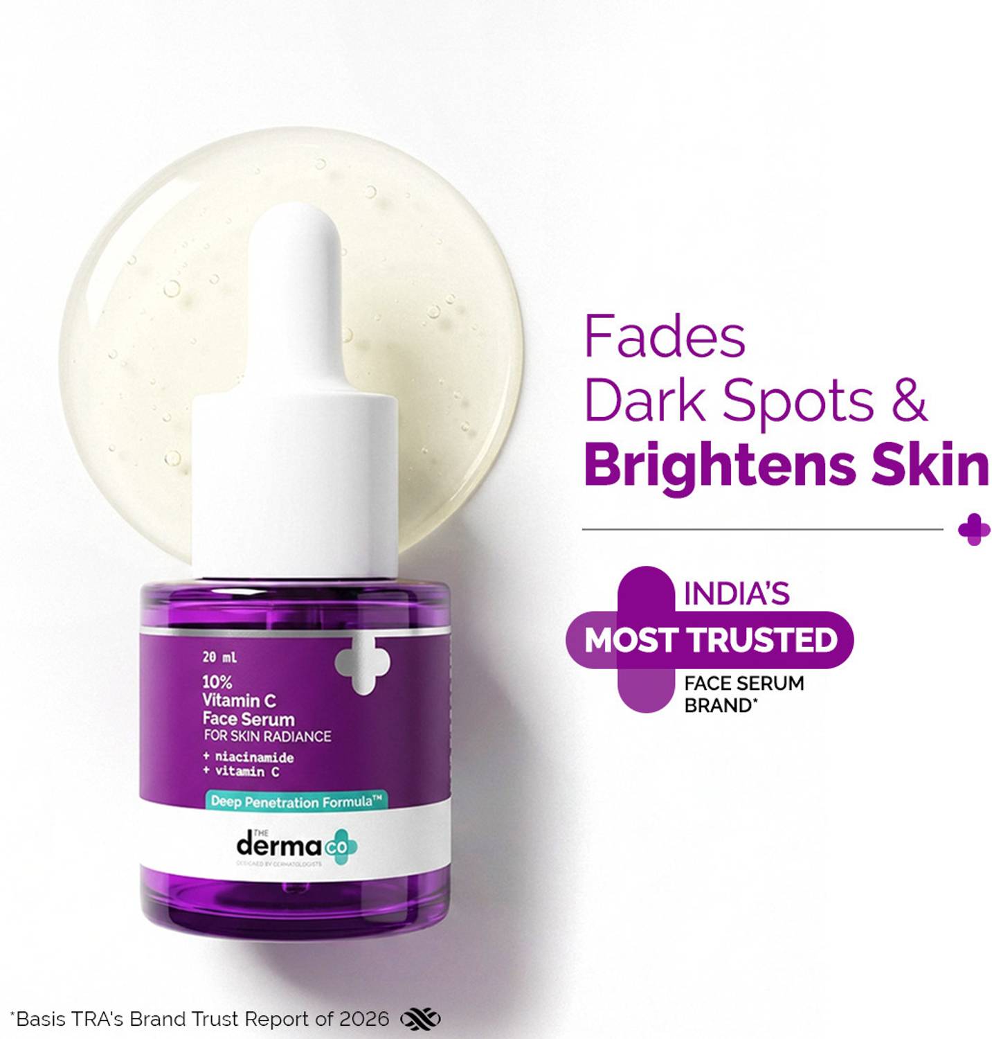 The Derma Co 10% Vitamin C Face Serum | With Vitamin C, 5% Niacinamide & Hyaluronic Acid | Fades Dark Spots | Reduces Pigmentation | Boosts Collagen | Brightens Skin | Suitable For All Skin Types |