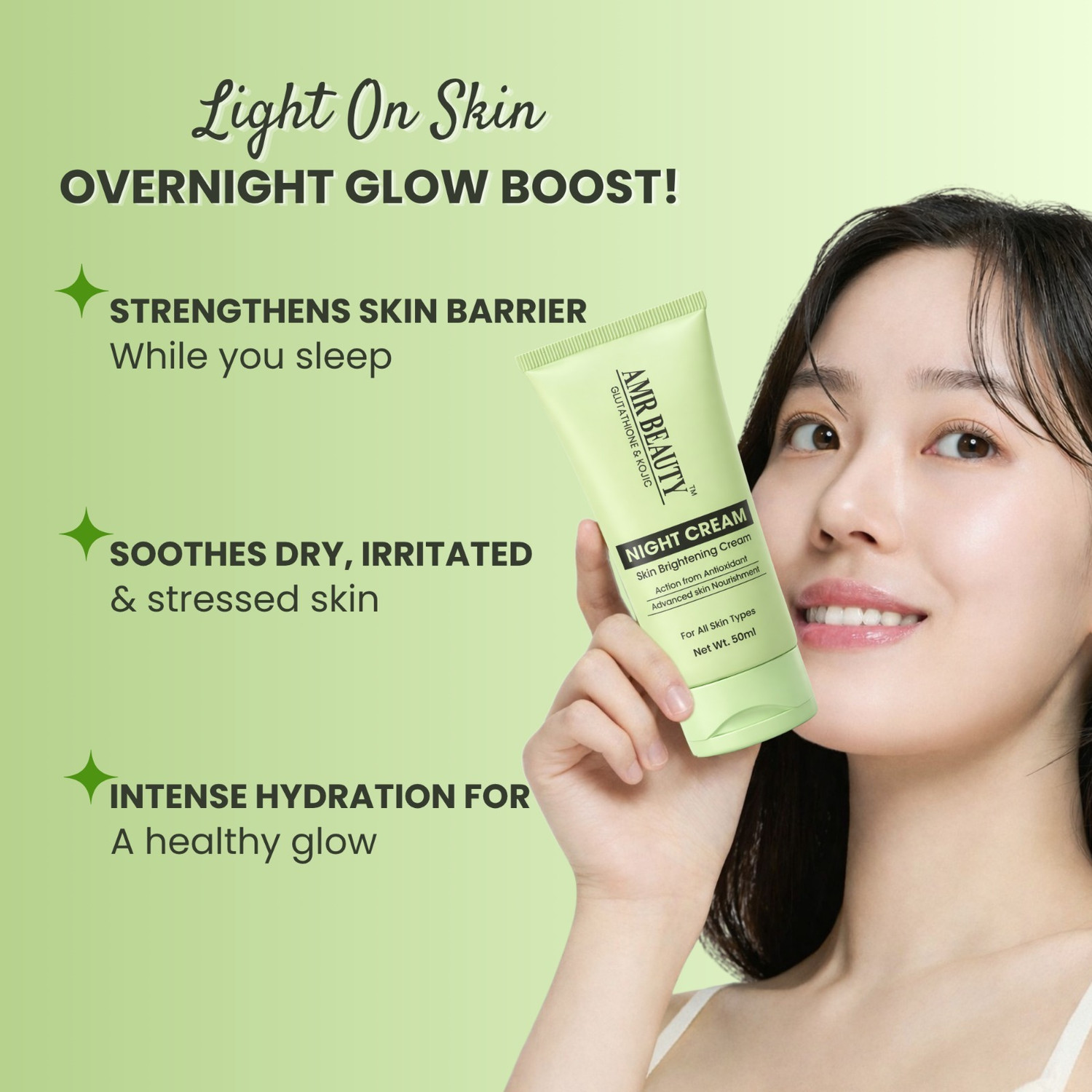 Image of AMR BEAUTY Night Cream for Skin Brightening & Even Tone | Reduces Dark Spots & Pigmentation | Pack of 1