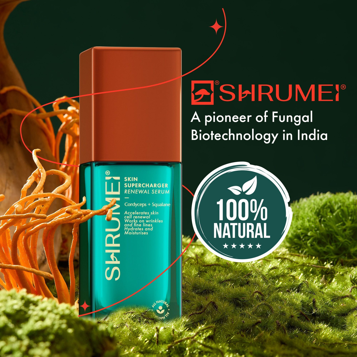 Image of Shrumei Skin Supercharger Renewal Serum with Cordyceps & Squalane | Anti-Aging Face Serum for Skin Renewal, Hydration, Wrinkles & Fine Lines | Brightening & Moisturizing Serum
