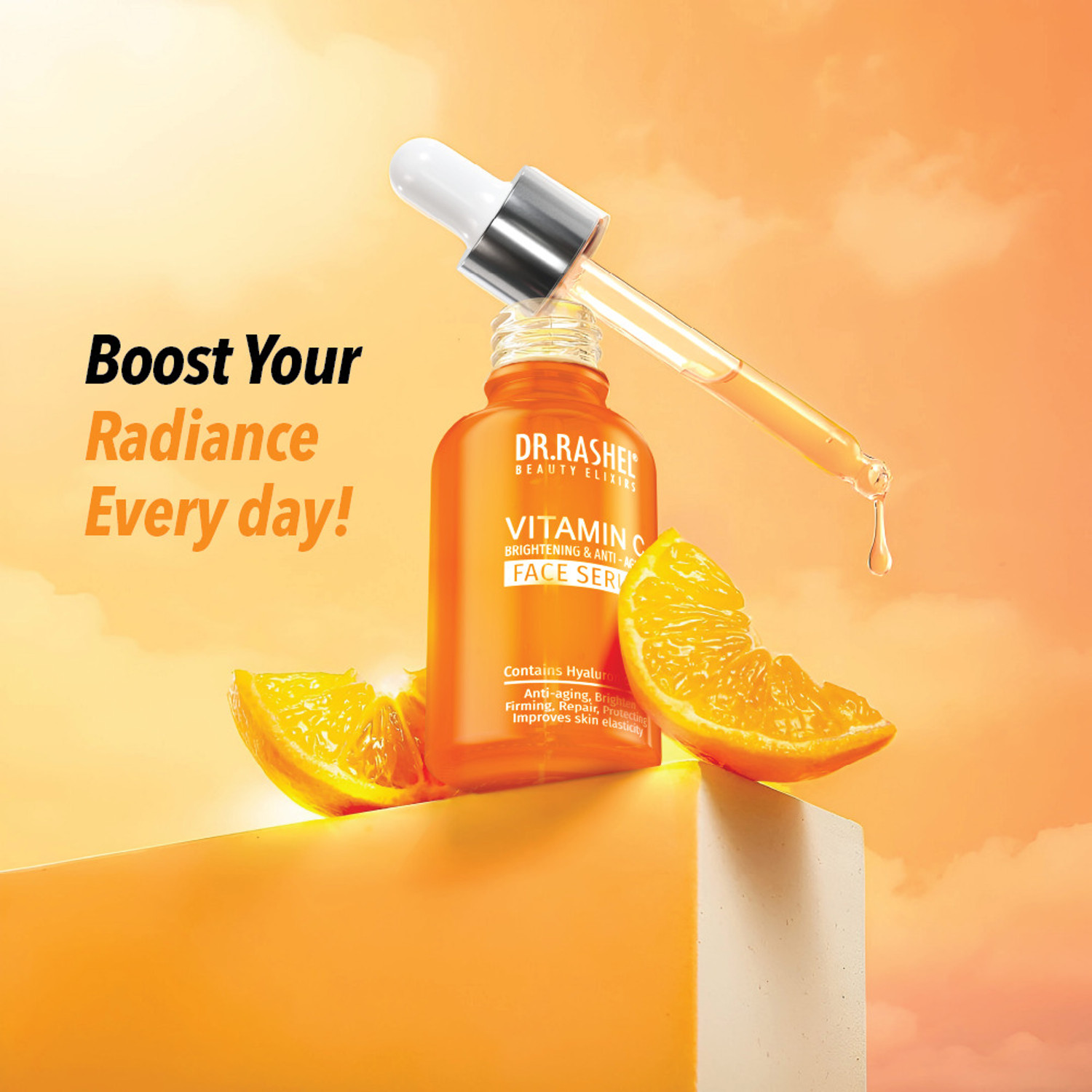 Image of DR.RASHEL Vitamin C Face Serum with Hyaluronic Acid for Glowing Skin & Dark Spots
