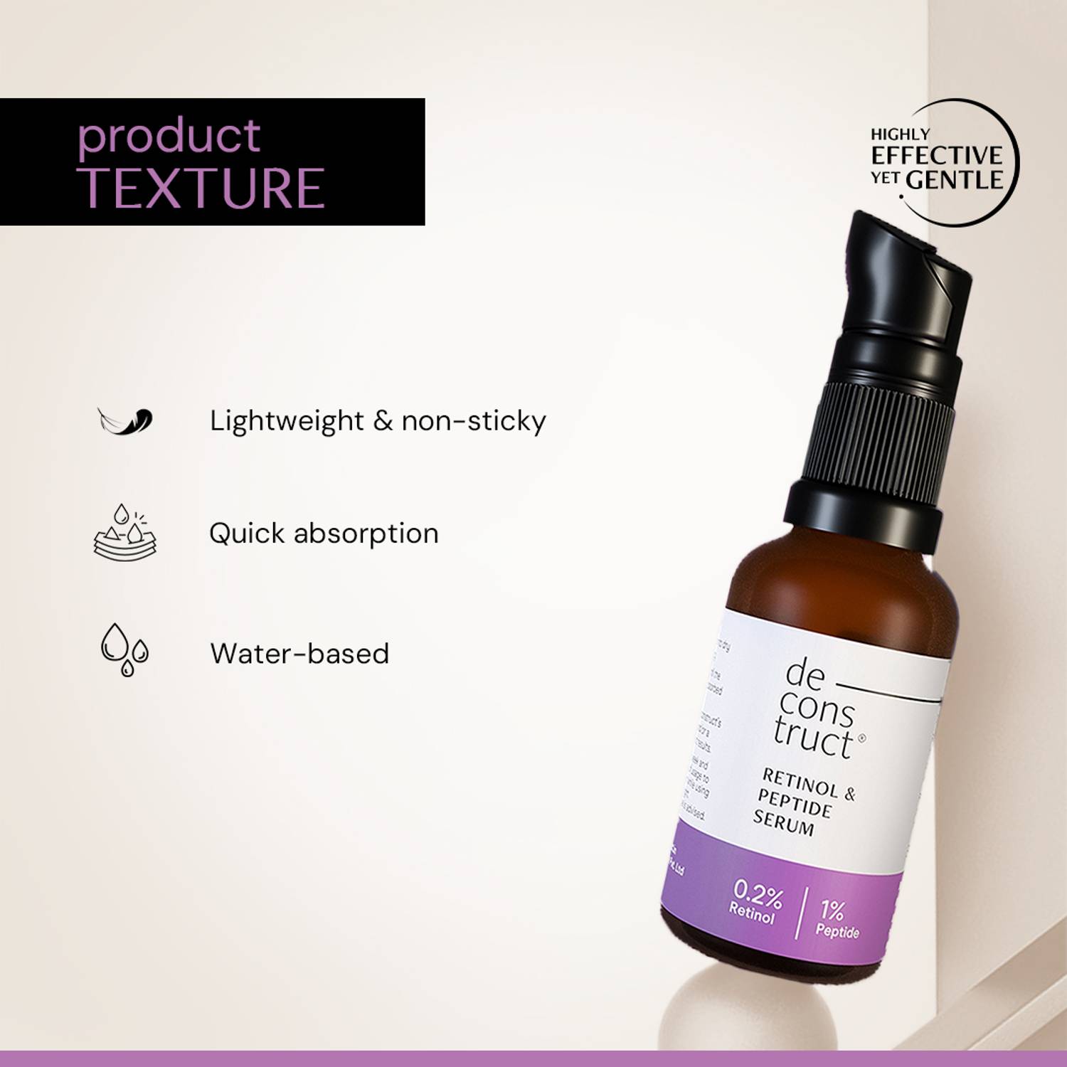 Deconstruct 0.2% Retinol Serum + 1% Peptide 30ml - Image 3