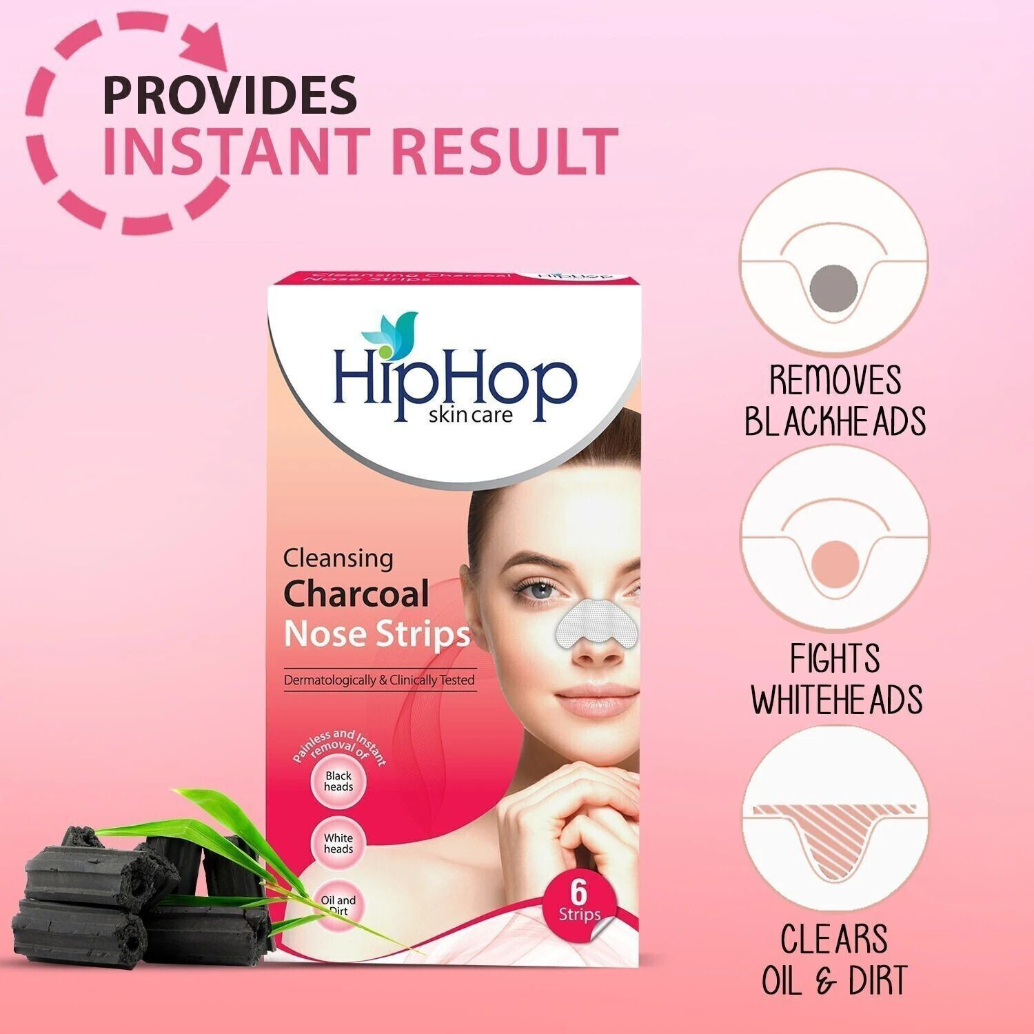 Image of HipHop Skincare Skin Care Charcoal Blackhead Remover Nose Strips