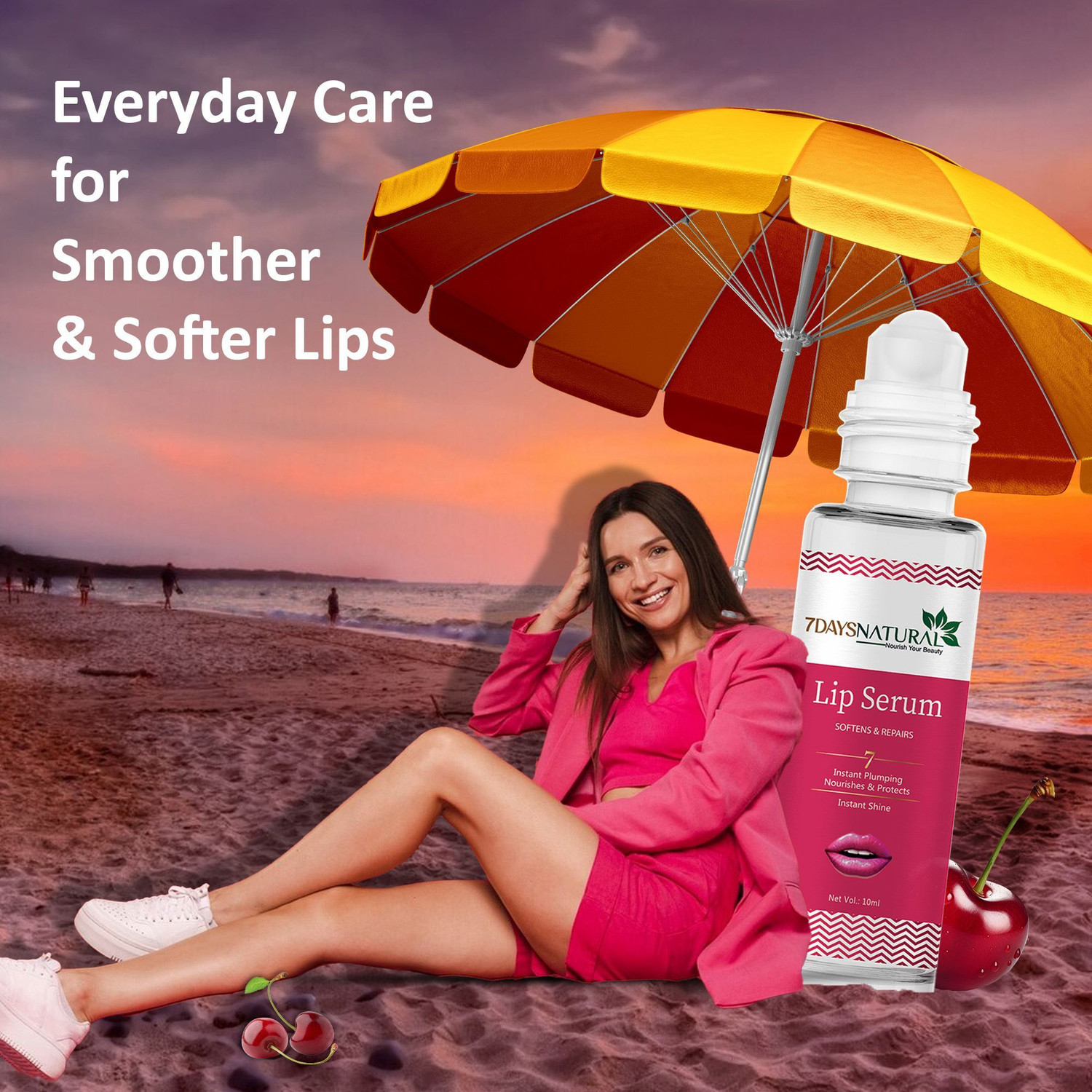 Image of 7 Days Lip Serum - Advanced Brightening Therapy for Soft, Moisturised Lips With Glossy
