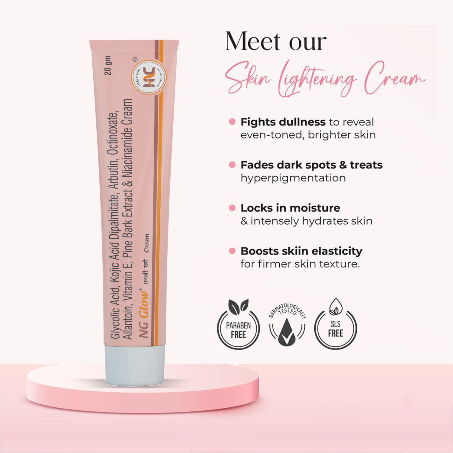 Image of HealNCure NG Glow Brightening Cream, Dark Spot, Pigmentation & Tan Corrector