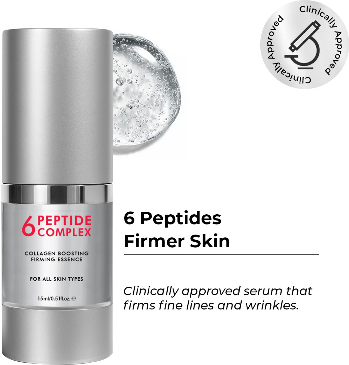 Image of Conscious Chemist 6 Peptide Face Serum with Niacinamide & Hyaluronic Acid | Collagen Boosting, Firming & Reduces Fine Lines for Men & Women