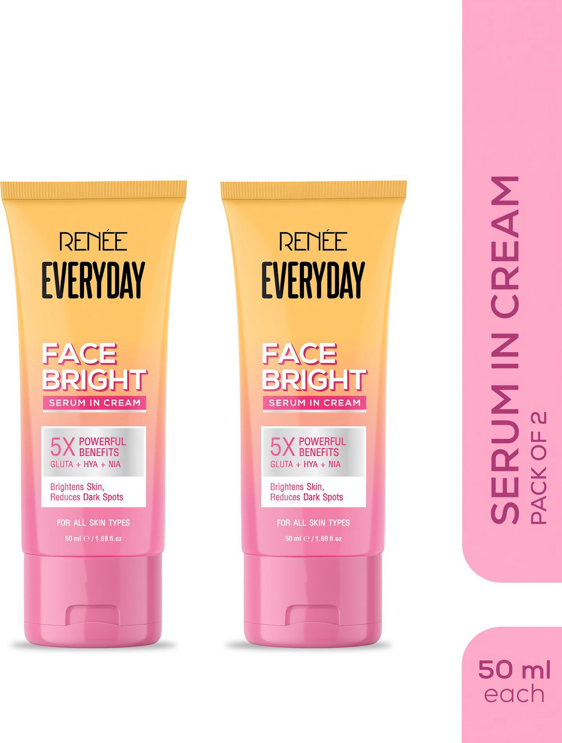 Renee Everyday Face Bright Cream, Hydrates, Brightens & Reduces Dark Spots - Pack of 2