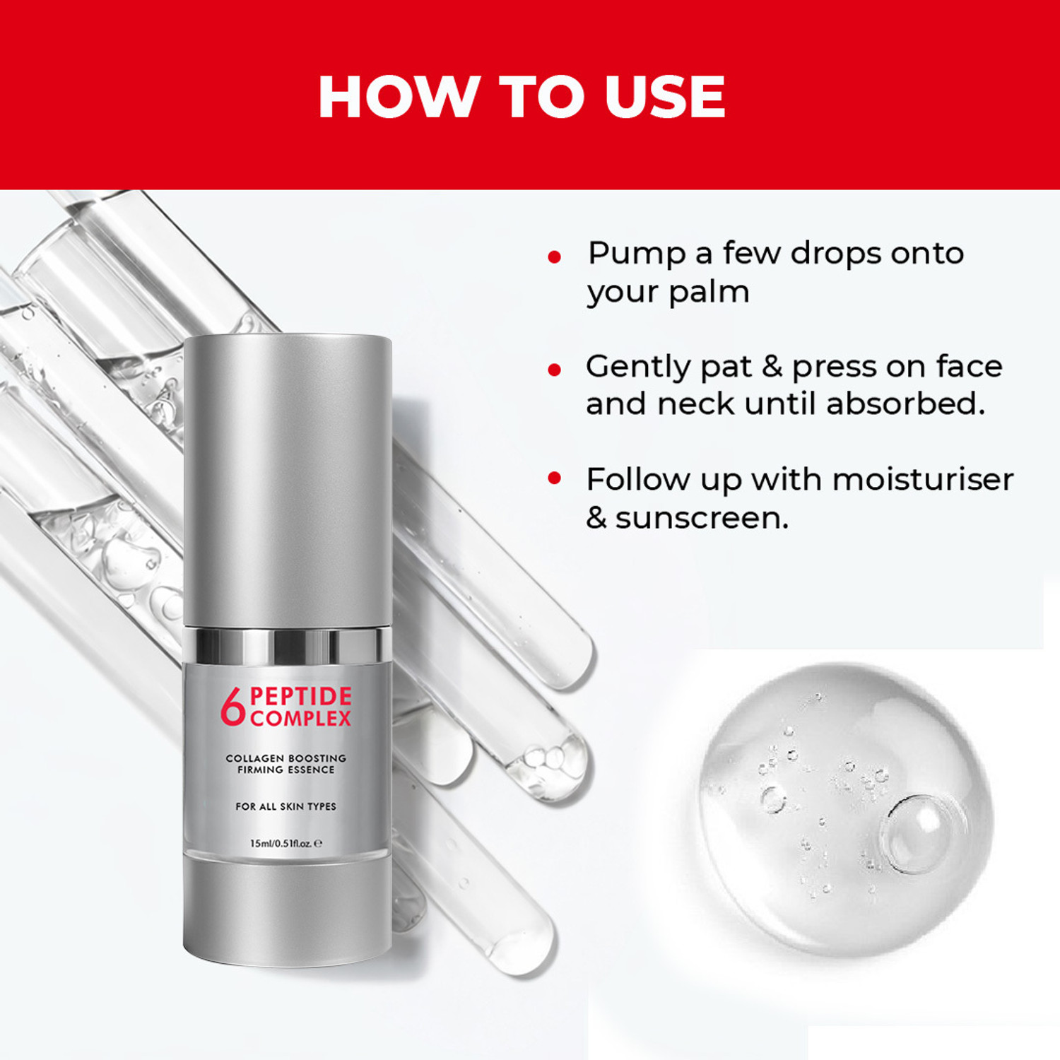 Image of Conscious Chemist 6 Peptide Face Serum with Niacinamide & Hyaluronic Acid | Collagen Boosting, Firming & Reduces Fine Lines for Men & Women