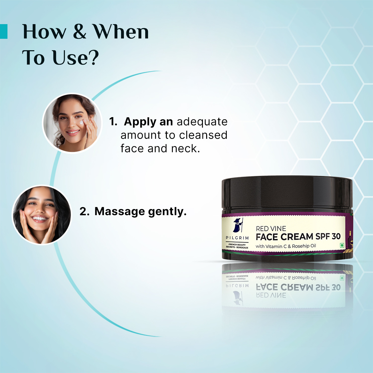 Image of Pilgrim French Mini Red Vine Youthful Glow Moisturizer SPF 30 | Anti-Ageing & Hydrating (8 g)