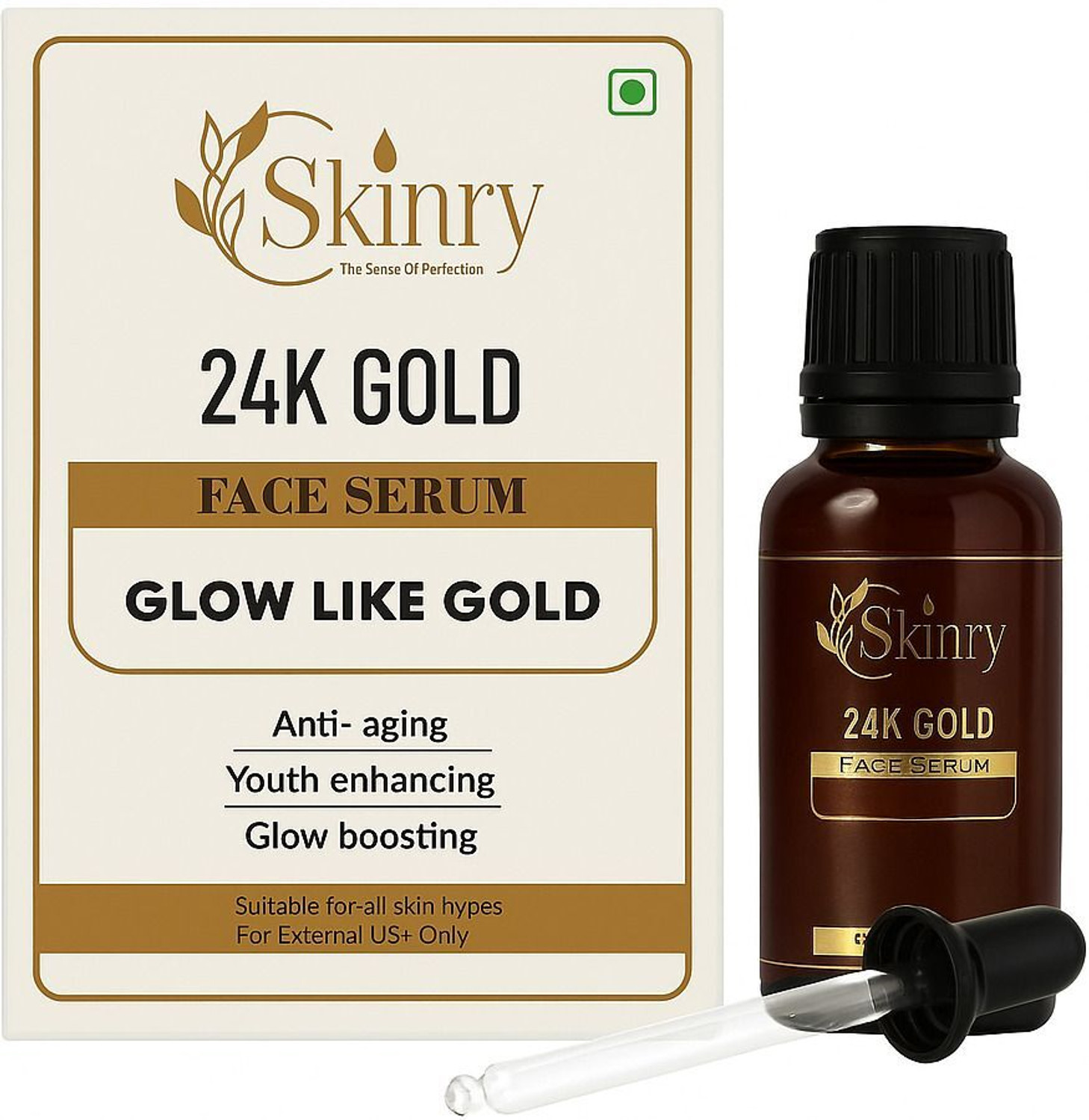 Image of SKINRY 24K Gold Face Serum for Glowing & Radiant Skin | Reduces Fine Lines, Brightens Skin Tone | Lightweight, Non-Sticky & Fast Absorbing | For Women & Men