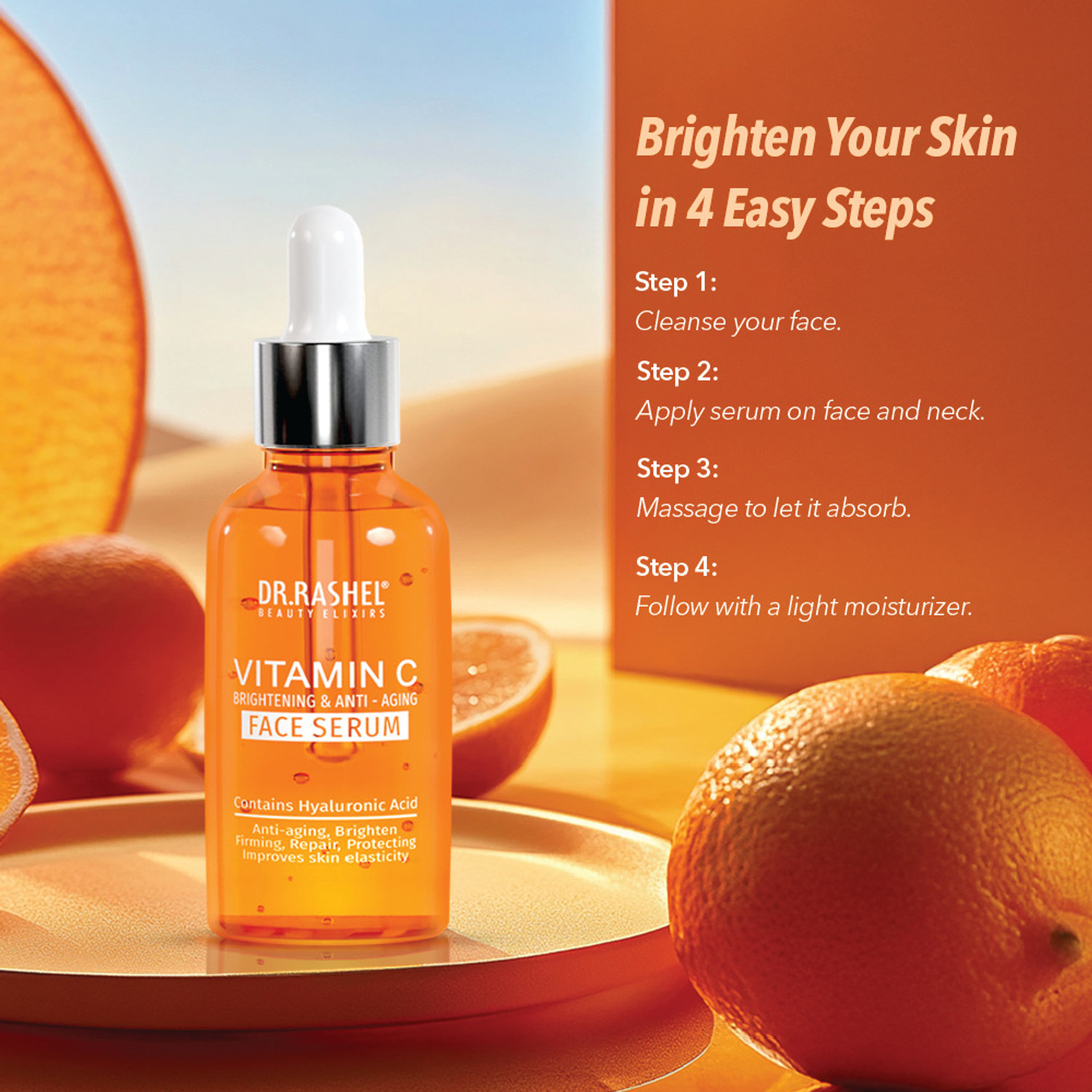 Image of DR.RASHEL Vitamin C Face Serum with Hyaluronic Acid for Glowing Skin & Dark Spots