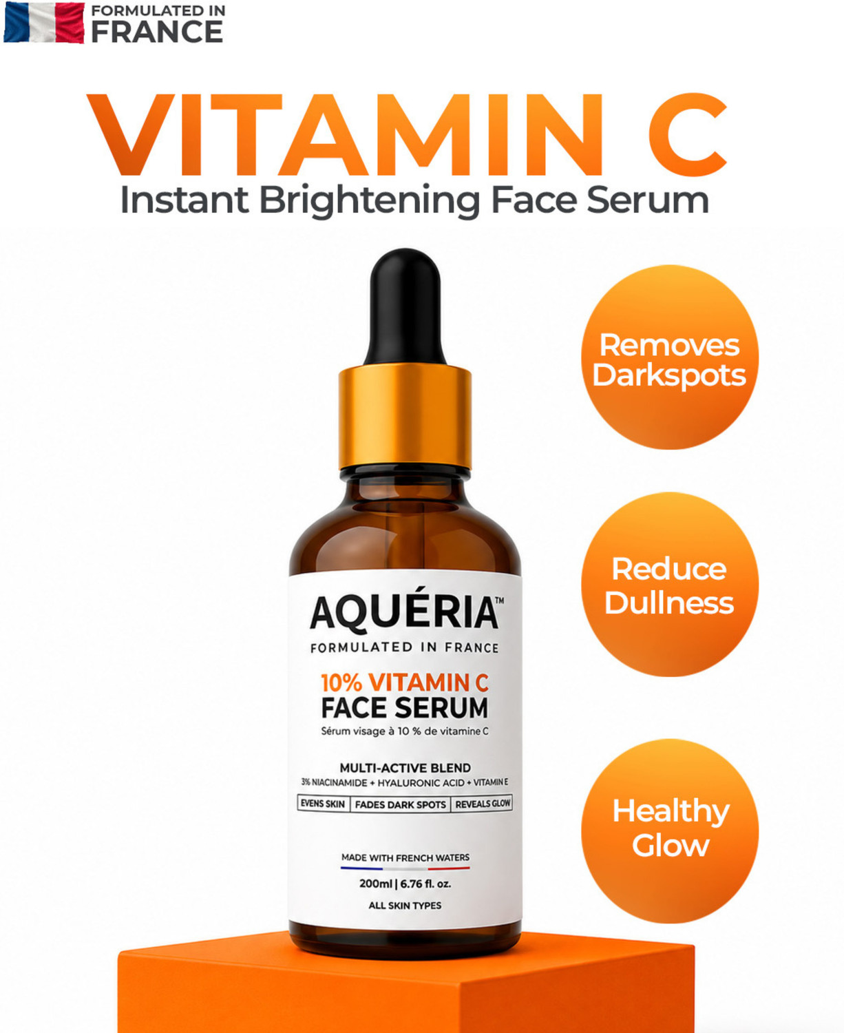 Image of Aqueria 10% Vitamin C Face Serum with 3% Niacinamide & Hyaluronic Acid