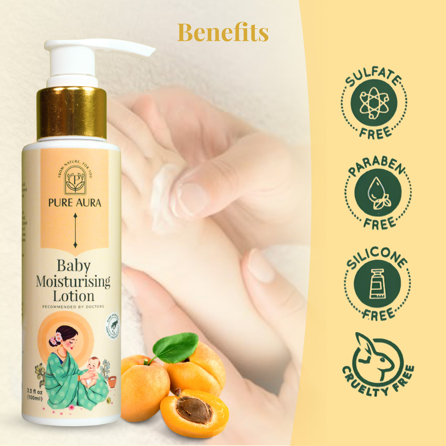 Image of Pure Aura Baby Moisturizing Lotion | Nourishing Cream for Soft & Sensitive Skin