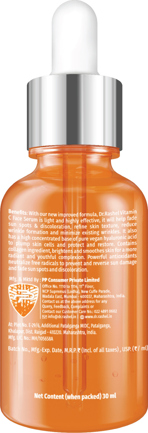 Image of DR.RASHEL Vitamin C Face Serum with Hyaluronic Acid for Glowing Skin & Dark Spots