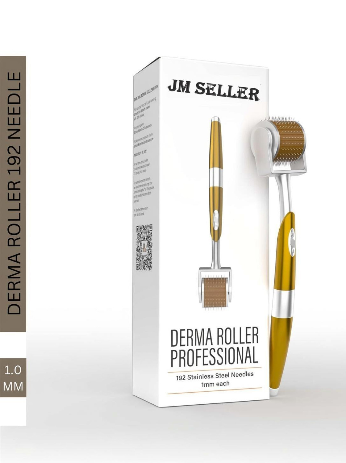 Image of JM SELLER 1.0 mm Derma Roller Titanium Alloy Needles Roller for Acne Skin Hair Loss, Gold (100 g)