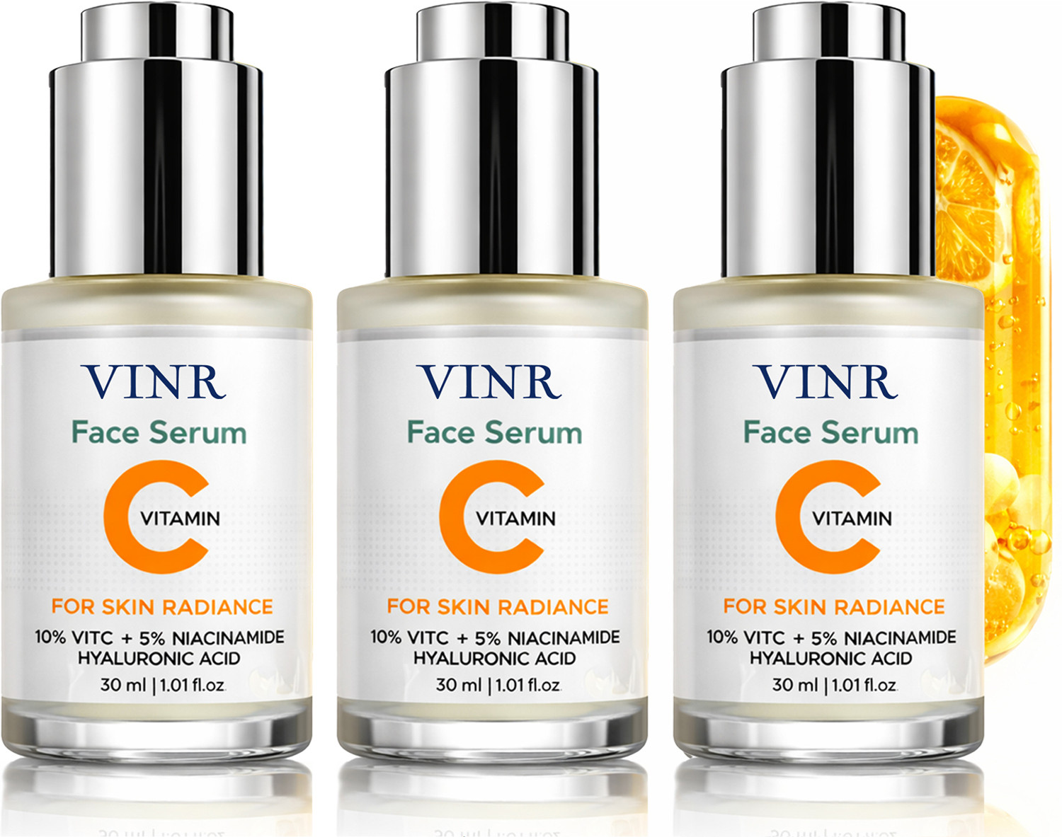 Image of VINR 10% Vitamin C Face Serum with 5% Niacinamide & Hyaluronic Acid for Brightens & Glowing Skin| Reduces Pigmentation| Fades Dark Spots|Lightweight & Non-Sticky|Suitable For All Skin Types |