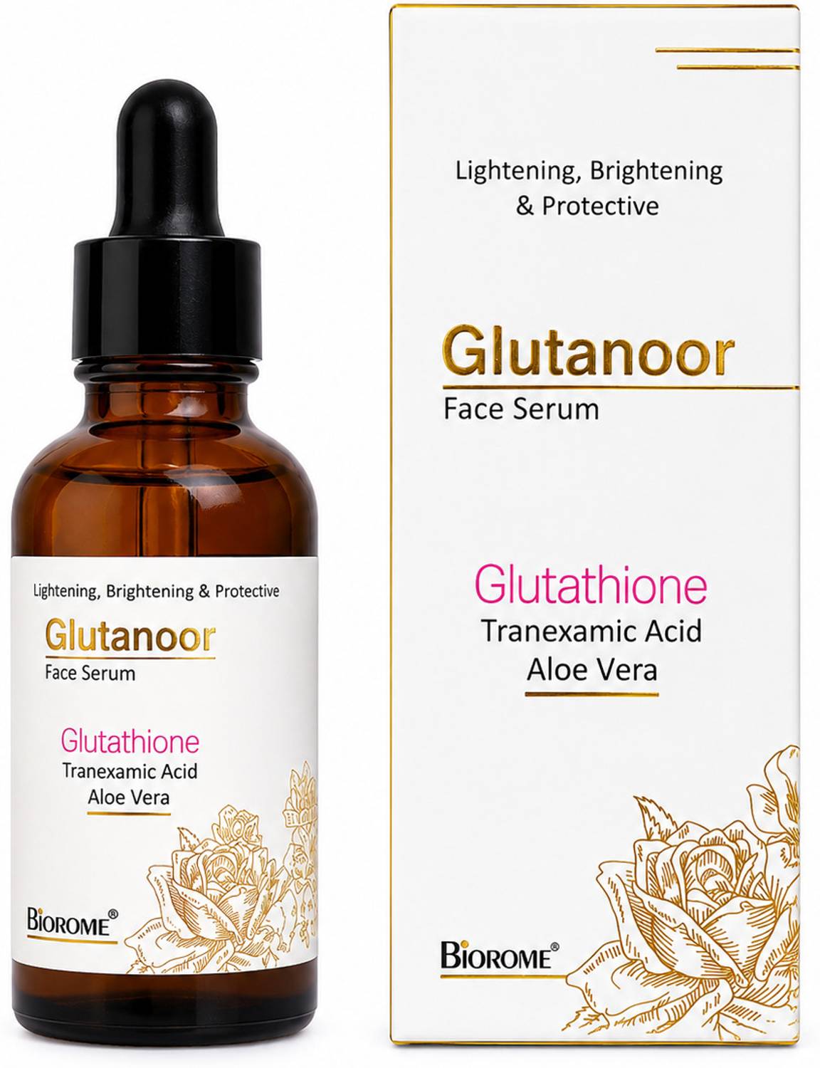 glutathione tranexamic acid serum Biorome Glutanoor Face l Brightening & Serum with Aloe Vera Price in India Targeting the epigenetic reader Length:14 mm This milky serum brightens expired