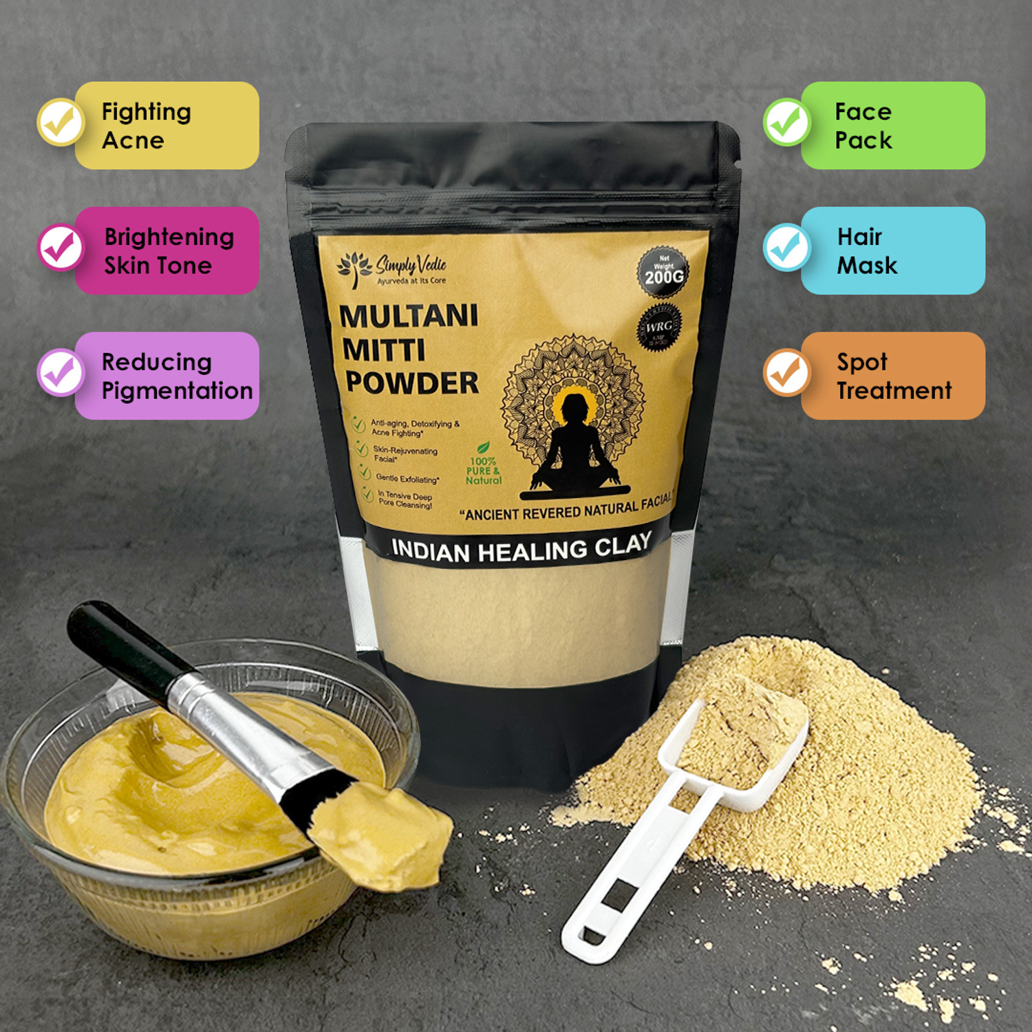 Image of Simply Vedic 100% Natural Multani Mitti Powder