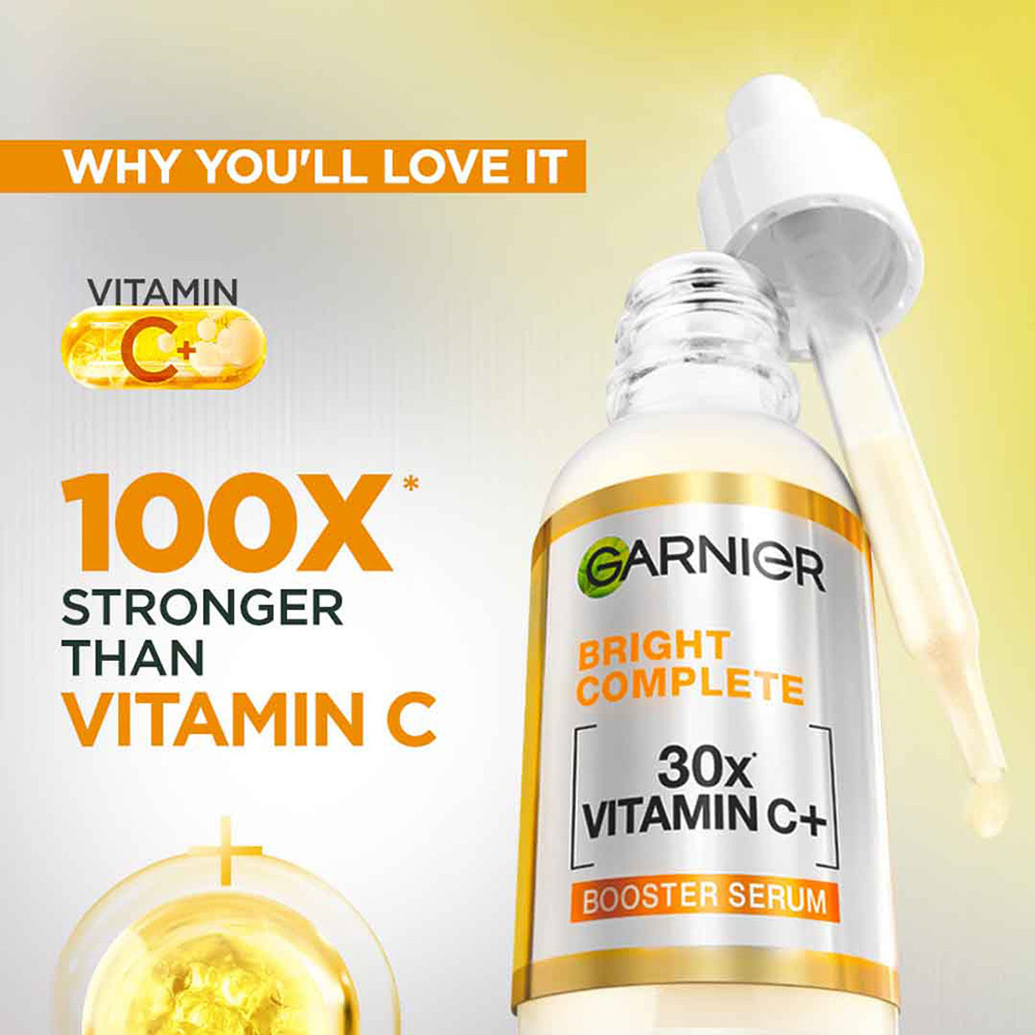 Image of GARNIER Vitamin C + Face Serum for Skin Brightening with 2% Niacinamide & 0.5% BHA