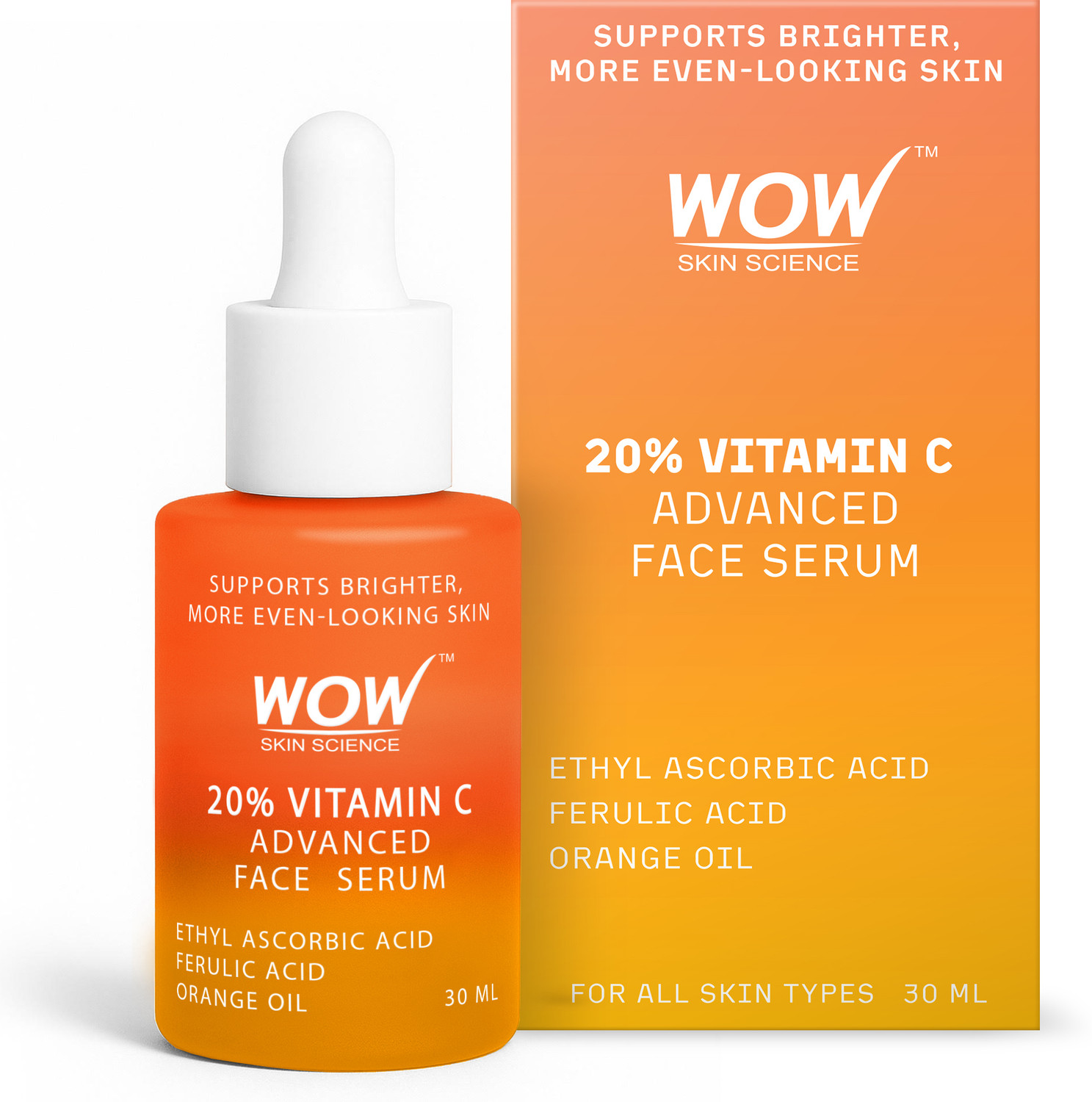 Image of WOW SKIN SCIENCE 20% Vitamin C Advanced Face Serum with Ferulic Acid & Orange Oil