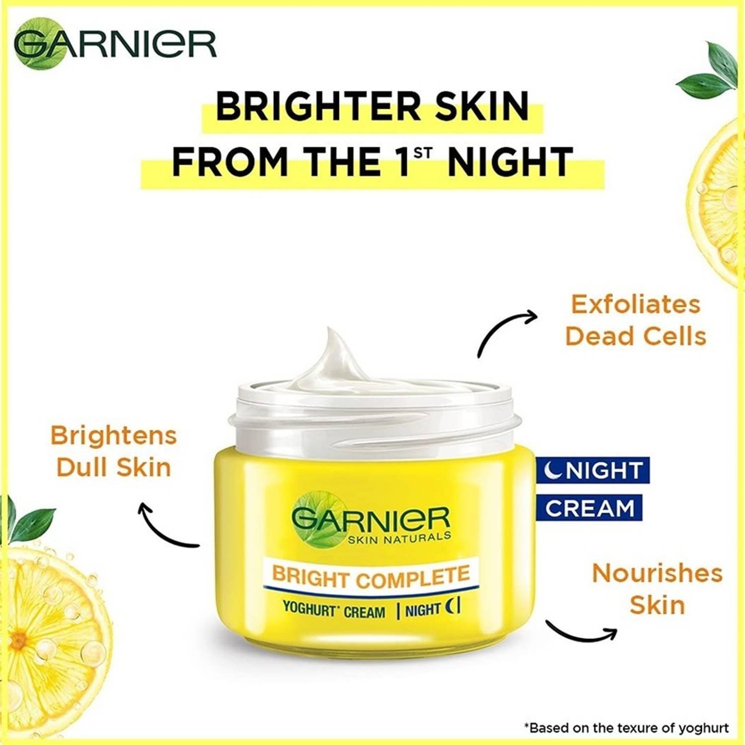 GARNIER Skin Naturals Bright Complete Vitamin C Yoghurt Night Cream - Image 3